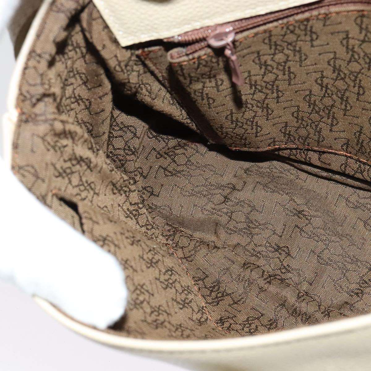 SAINT LAURENT Shoulder Bag Leather Beige Gold Auth bs29334
