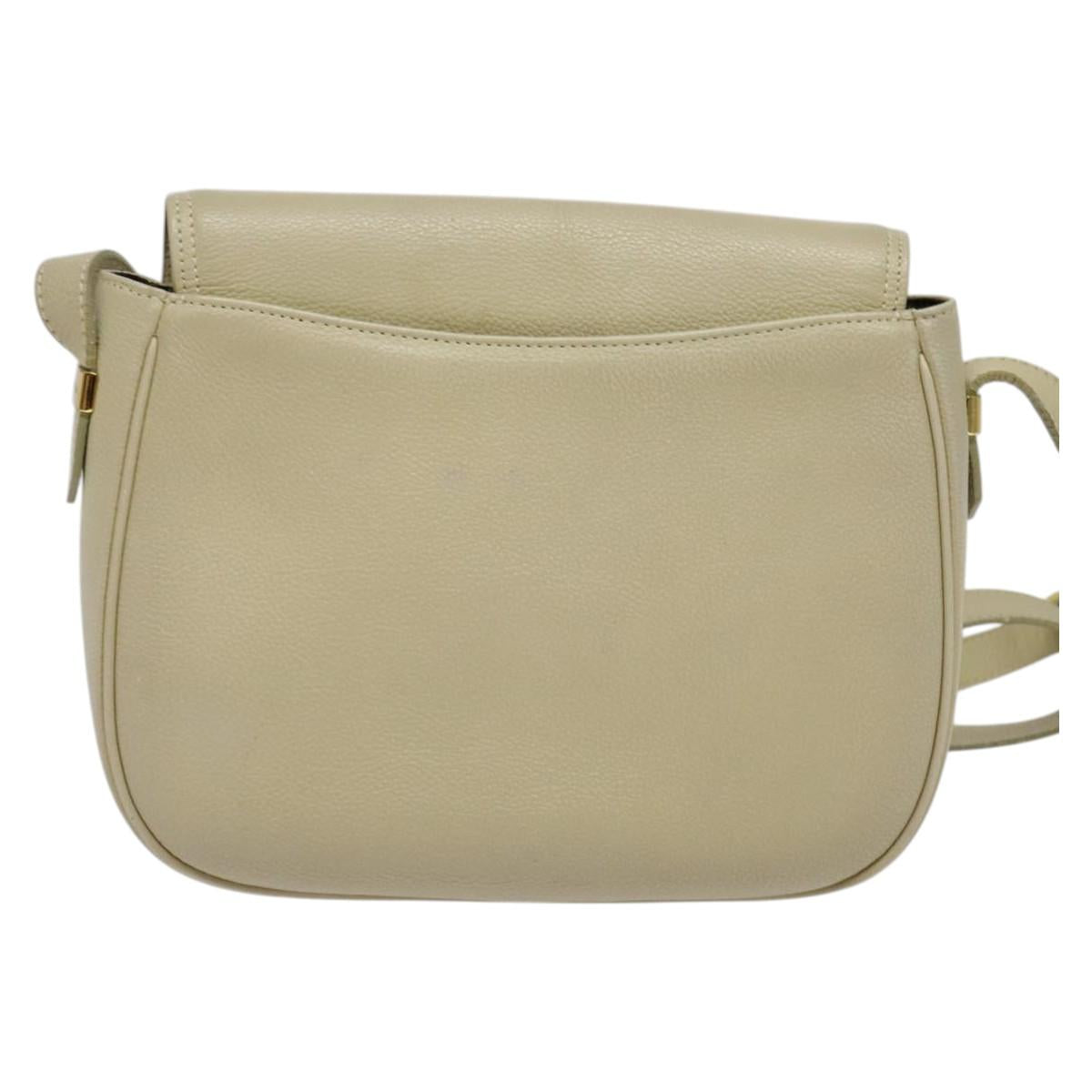 SAINT LAURENT Shoulder Bag Leather Beige Gold Auth bs29334
