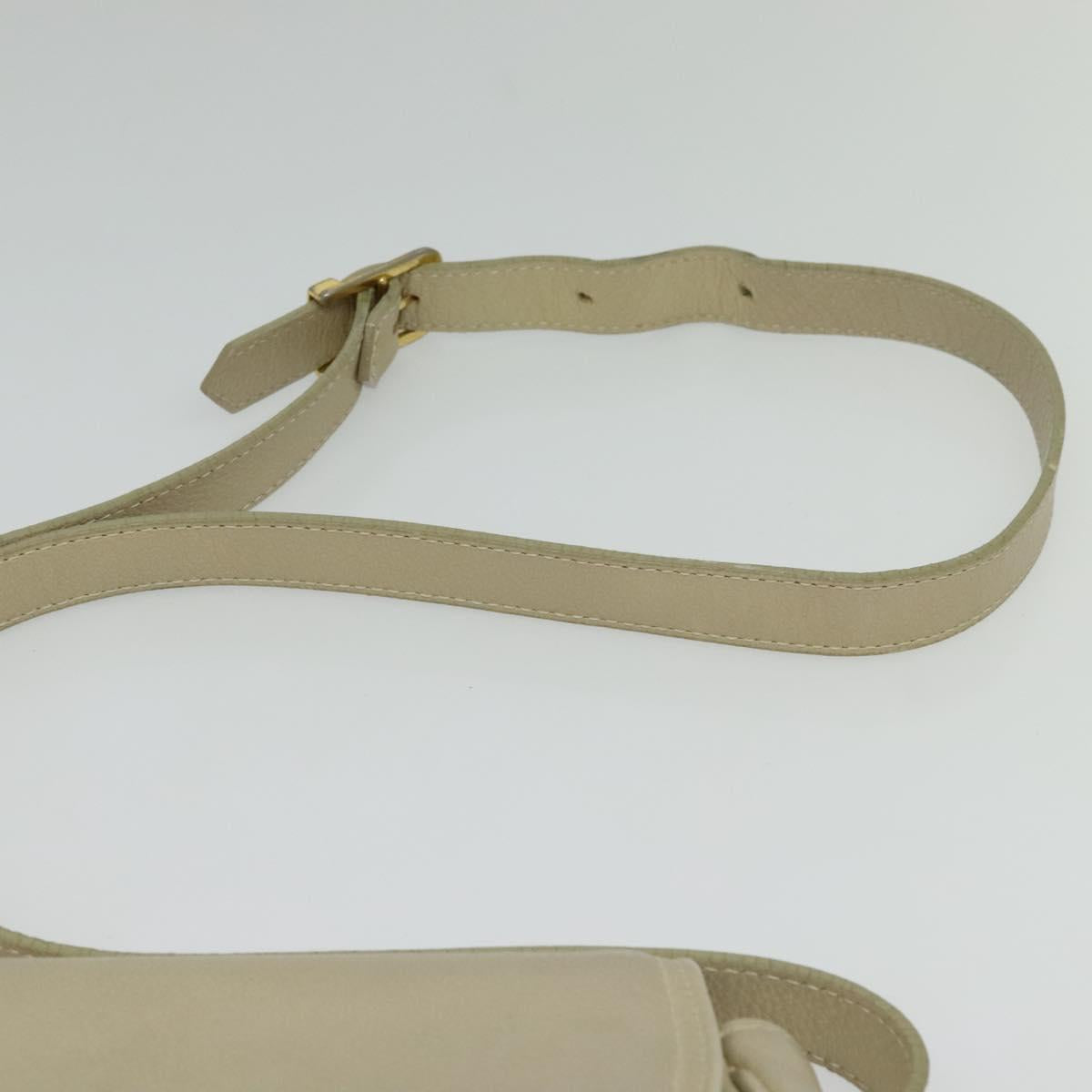 SAINT LAURENT Shoulder Bag Leather Beige Gold Auth bs29334