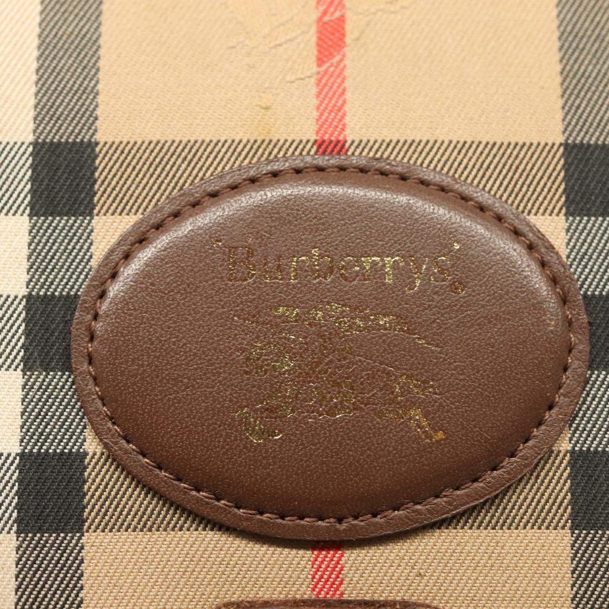 Burberrys Nova Check Clutch Bag Canvas Beige Gold Auth bs29335