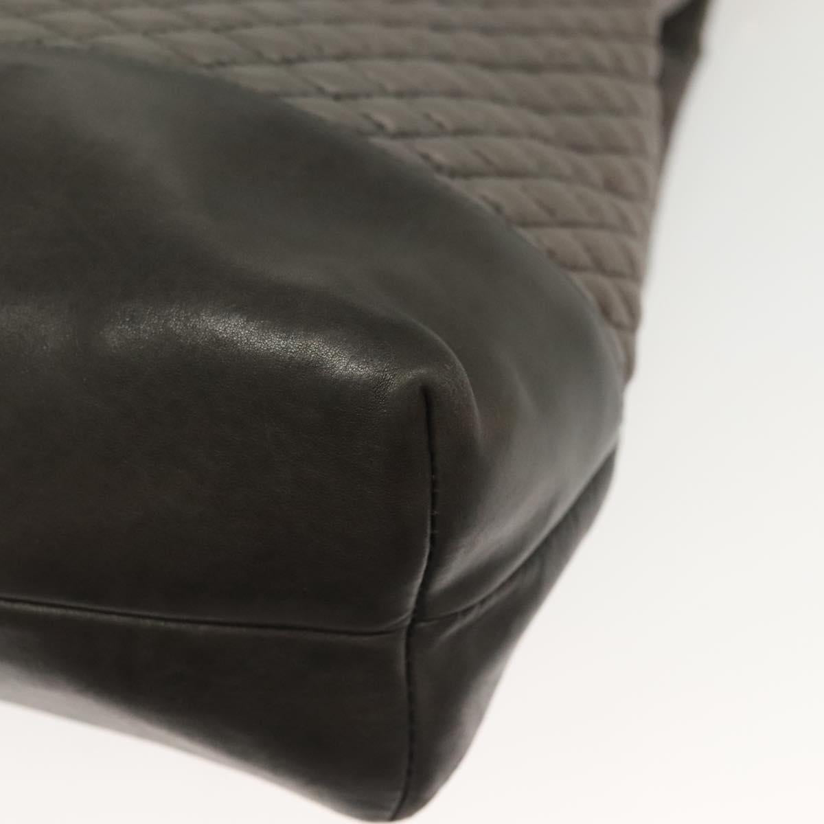 BALLY Quilted Hand Bag Leather 2way Gray Gold Auth bs29340