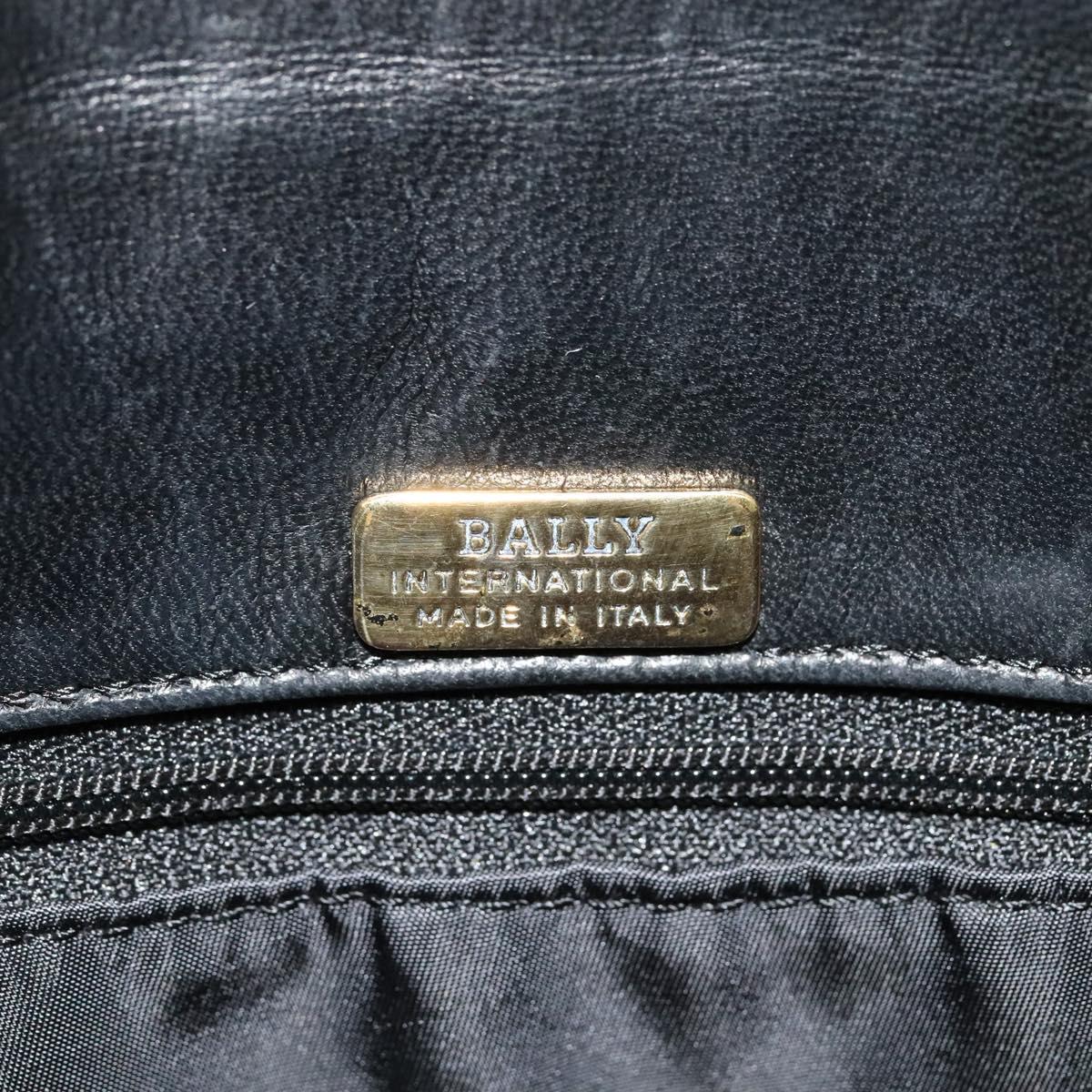 BALLY Shoulder Bag Leather Black Gold Auth bs29341