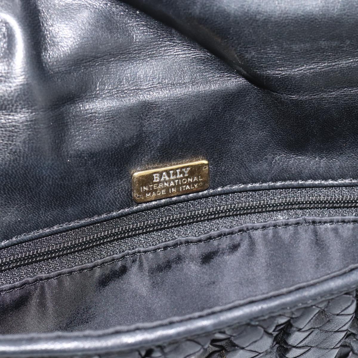 BALLY Shoulder Bag Leather Black Gold Auth bs29341