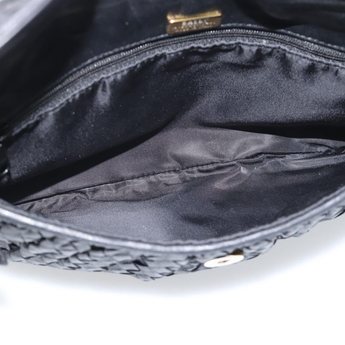 BALLY Shoulder Bag Leather Black Gold Auth bs29341