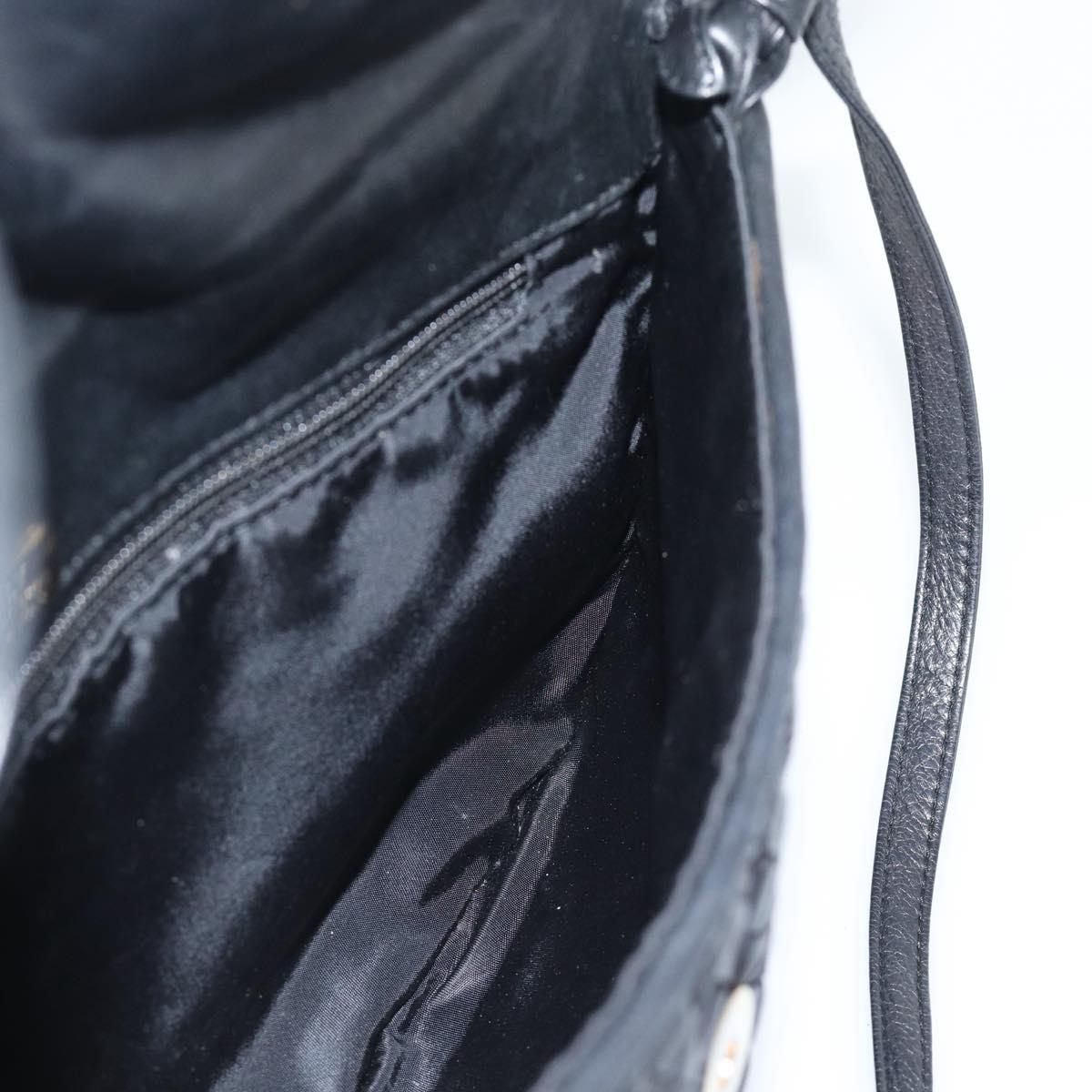 BALLY Shoulder Bag Leather Black Gold Auth bs29341