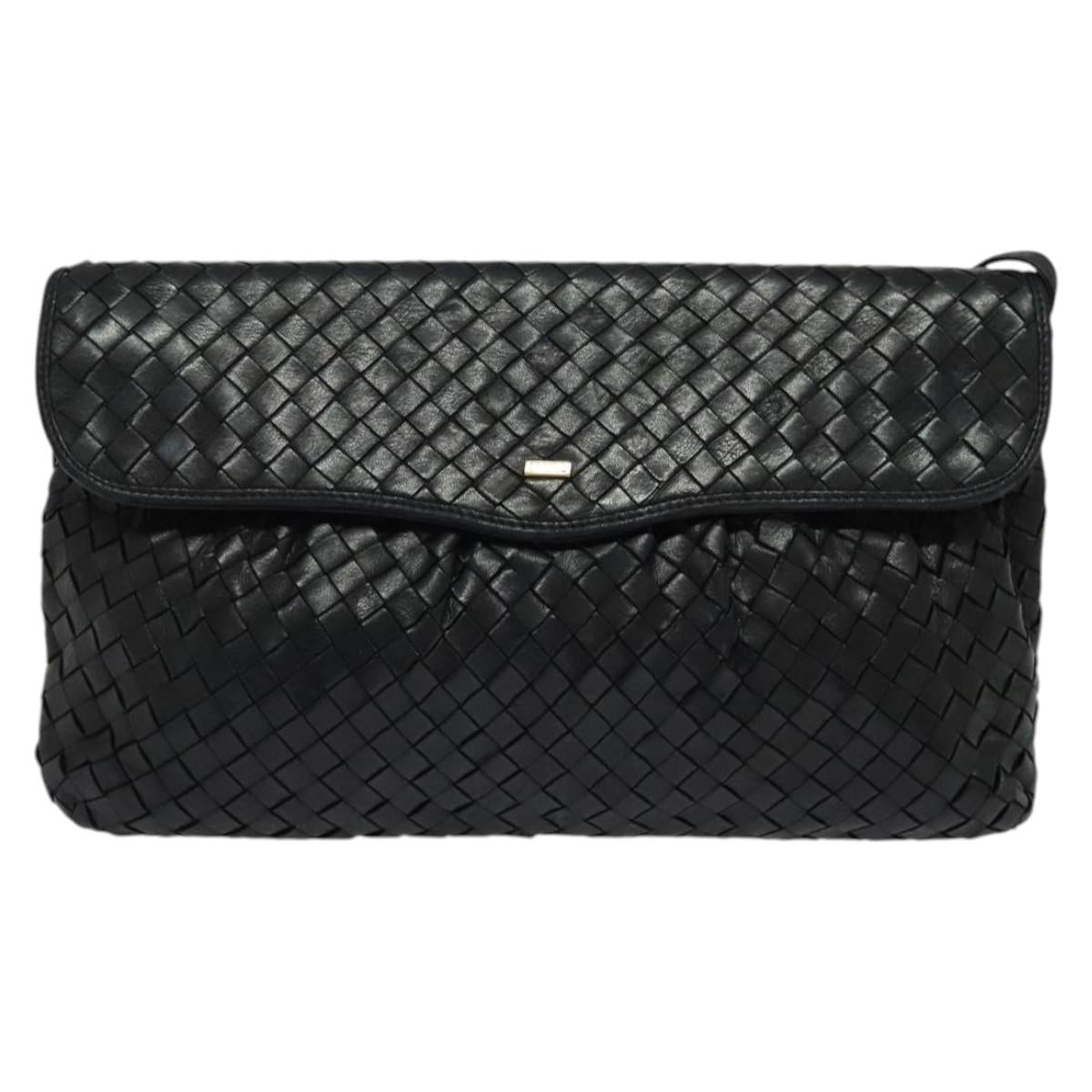 BALLY Shoulder Bag Leather Black Gold Auth bs29341