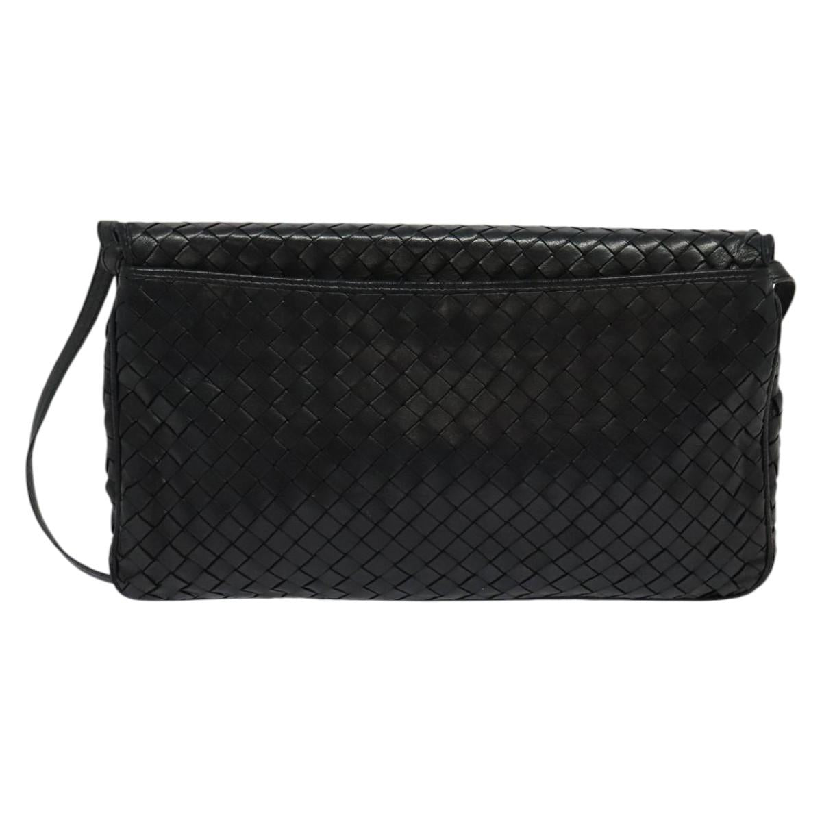 BALLY Shoulder Bag Leather Black Gold Auth bs29341