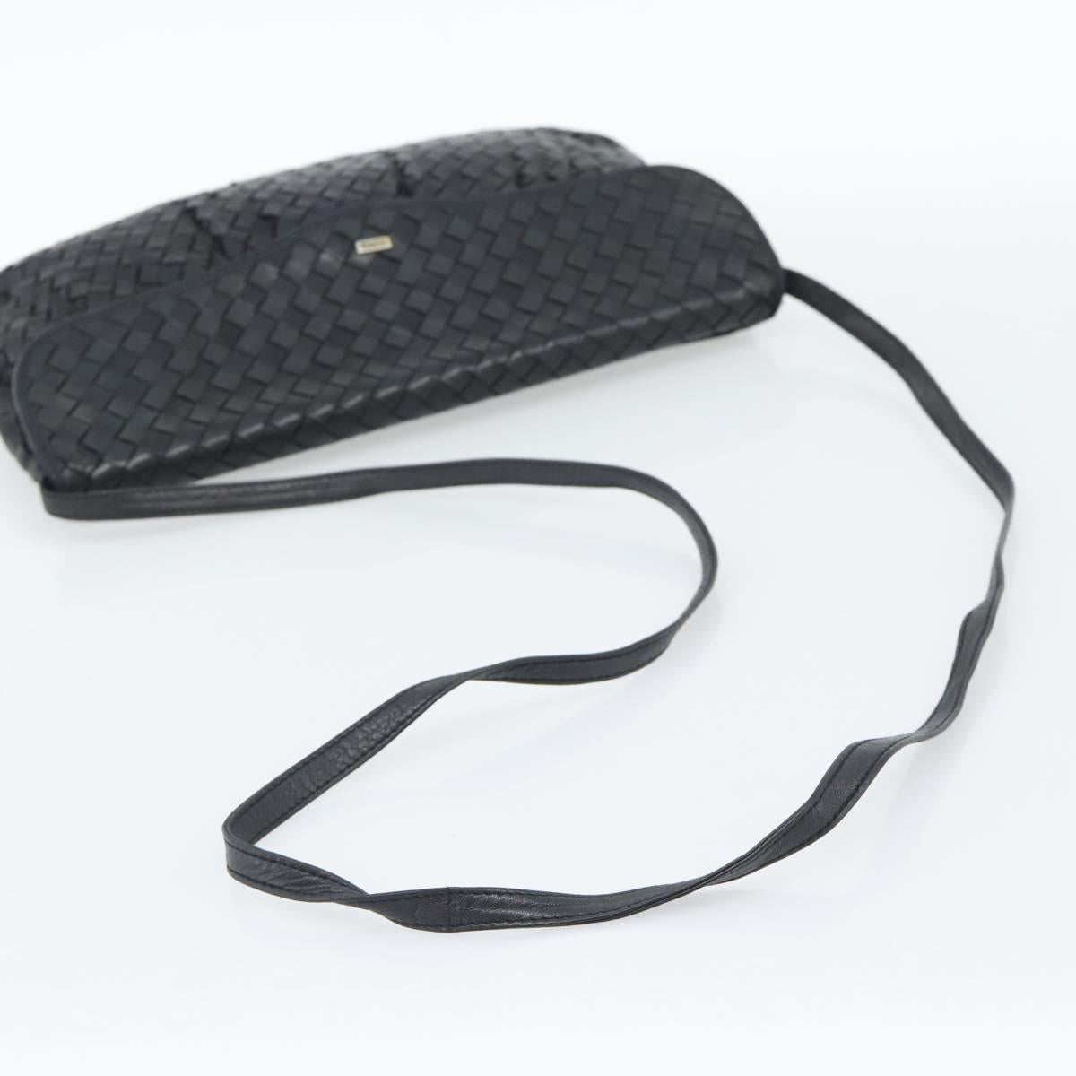 BALLY Shoulder Bag Leather Black Gold Auth bs29341