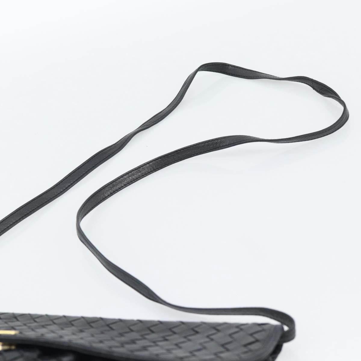 BALLY Shoulder Bag Leather Black Gold Auth bs29341