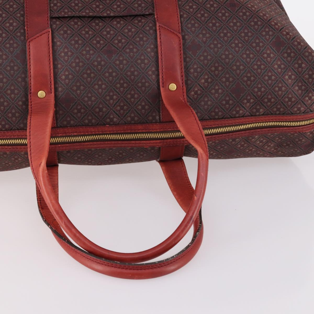 BALENCIAGA Boston Bag Canvas Red Gold Auth bs29348