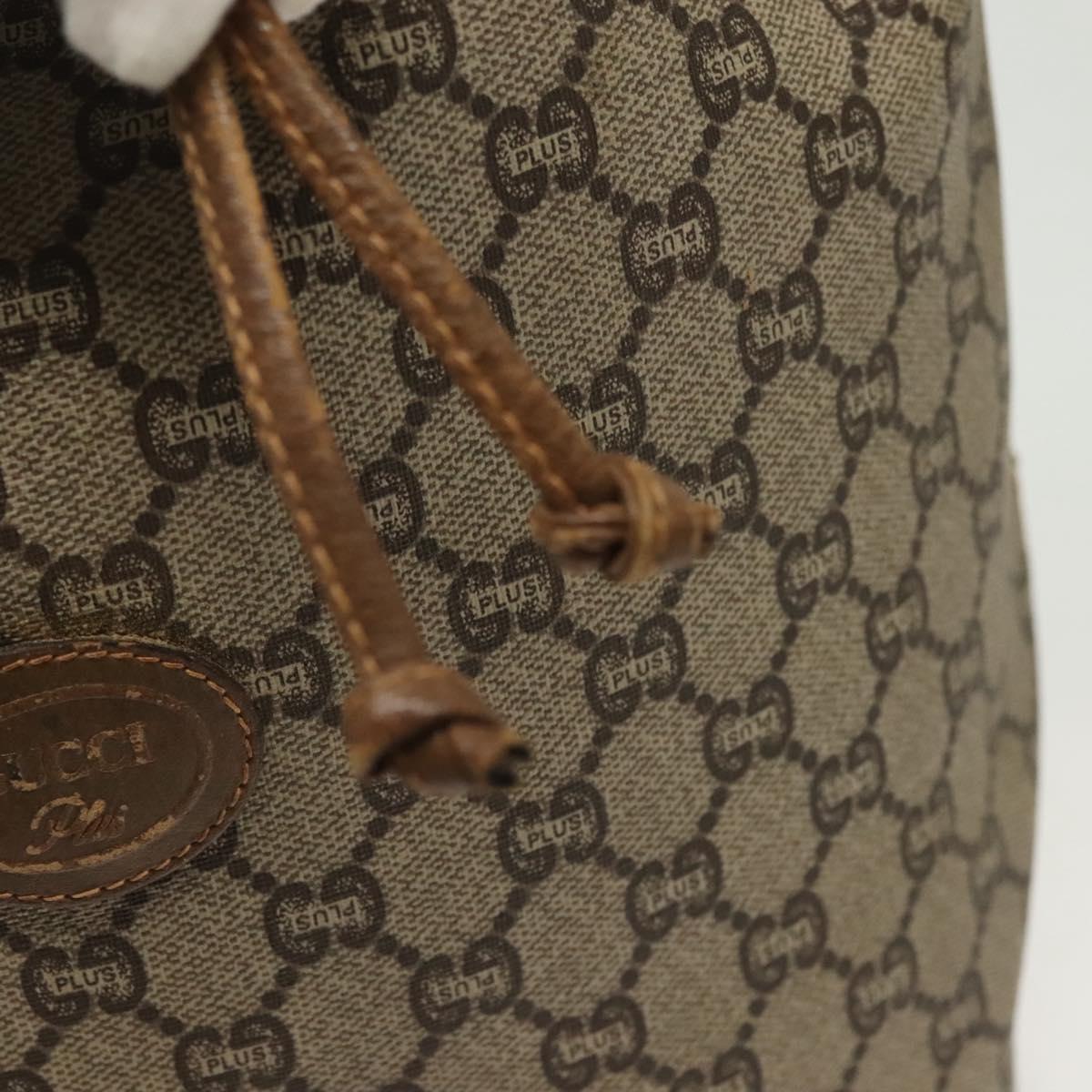 GUCCI GG Plus Supreme Shoulder Bag PVC Leather Beige Gold Auth bs29350