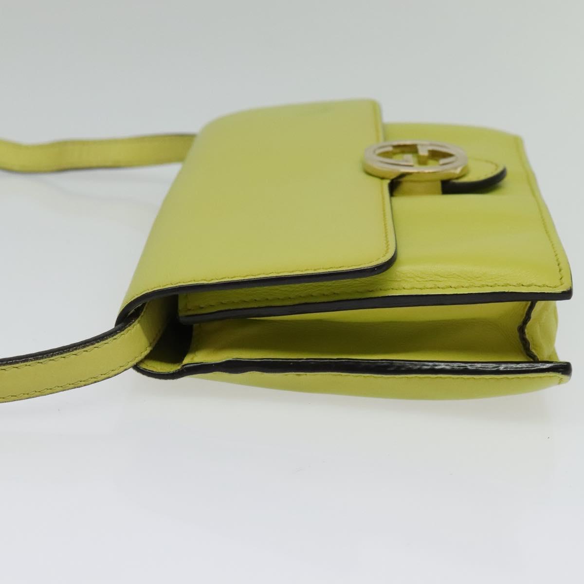 GUCCI Shoulder Wallet Leather Yellow Gold 369664 Auth bs29351