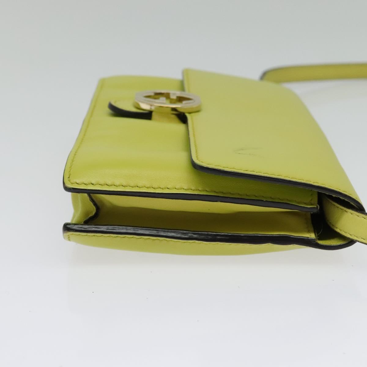 GUCCI Shoulder Wallet Leather Yellow Gold 369664 Auth bs29351