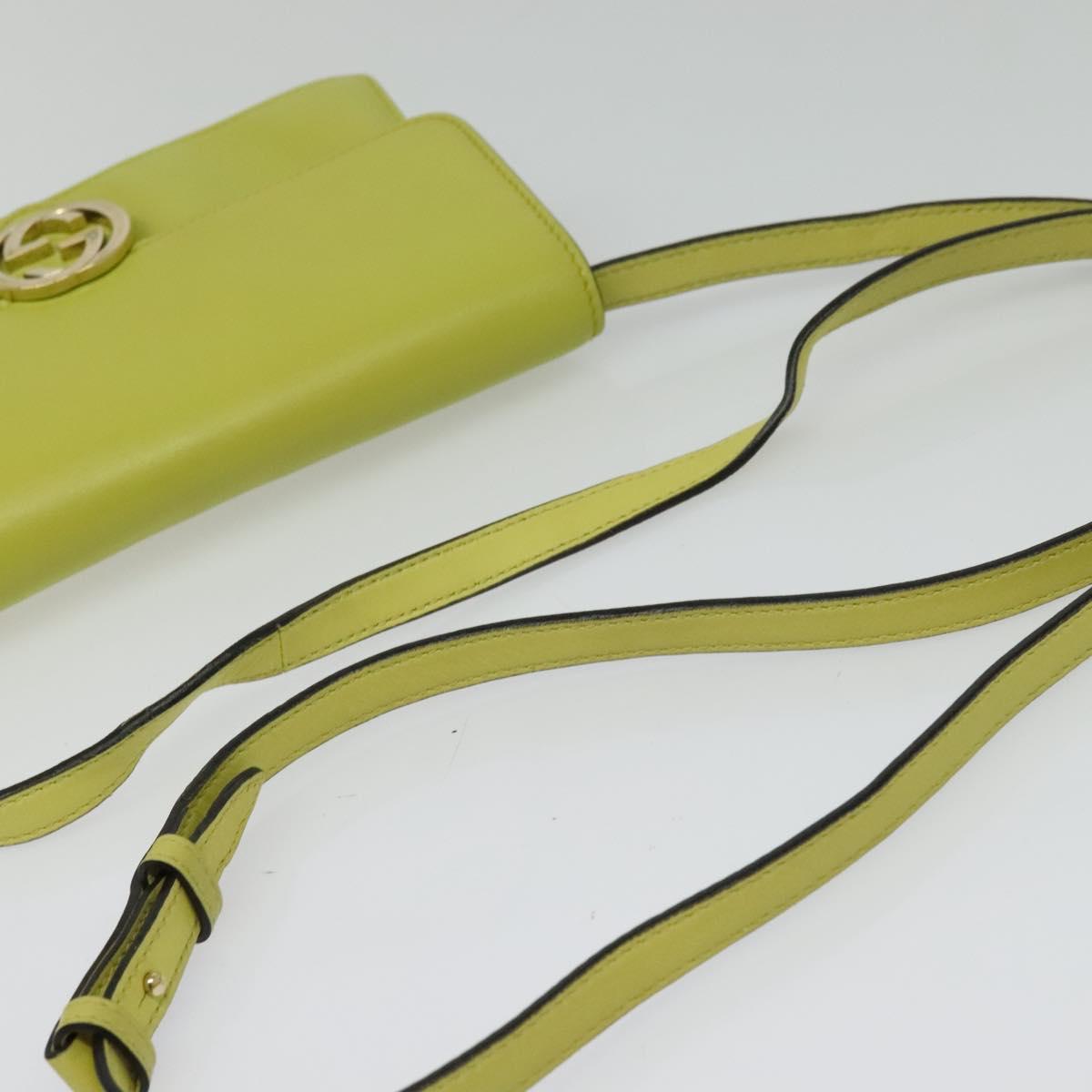 GUCCI Shoulder Wallet Leather Yellow Gold 369664 Auth bs29351