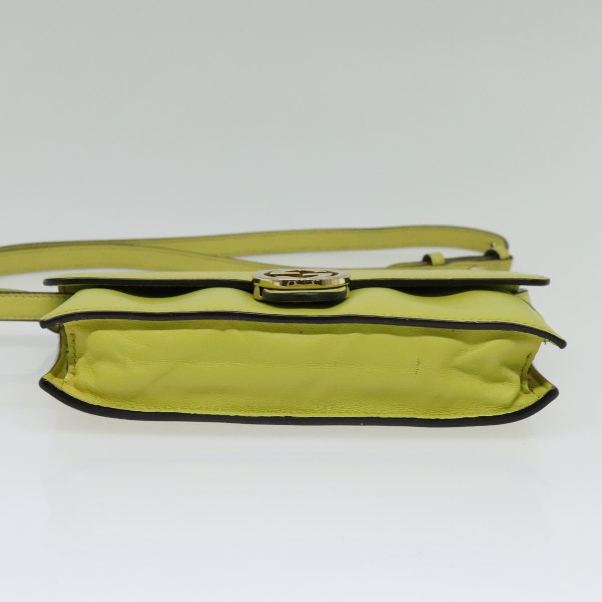 GUCCI Shoulder Wallet Leather Yellow Gold 369664 Auth bs29351
