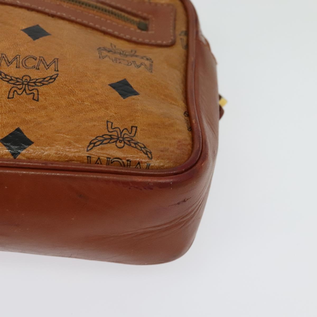 MCM Logogram Vicetos Shoulder Bag PVC Leather Brown Gold Auth bs29352