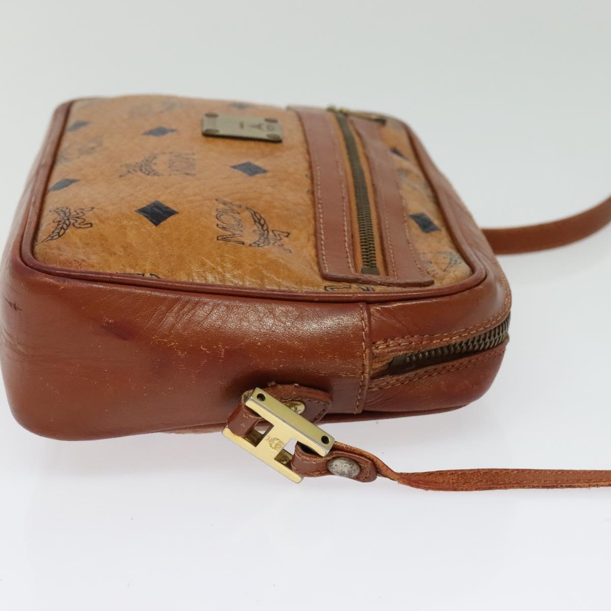 MCM Logogram Vicetos Shoulder Bag PVC Leather Brown Gold Auth bs29352