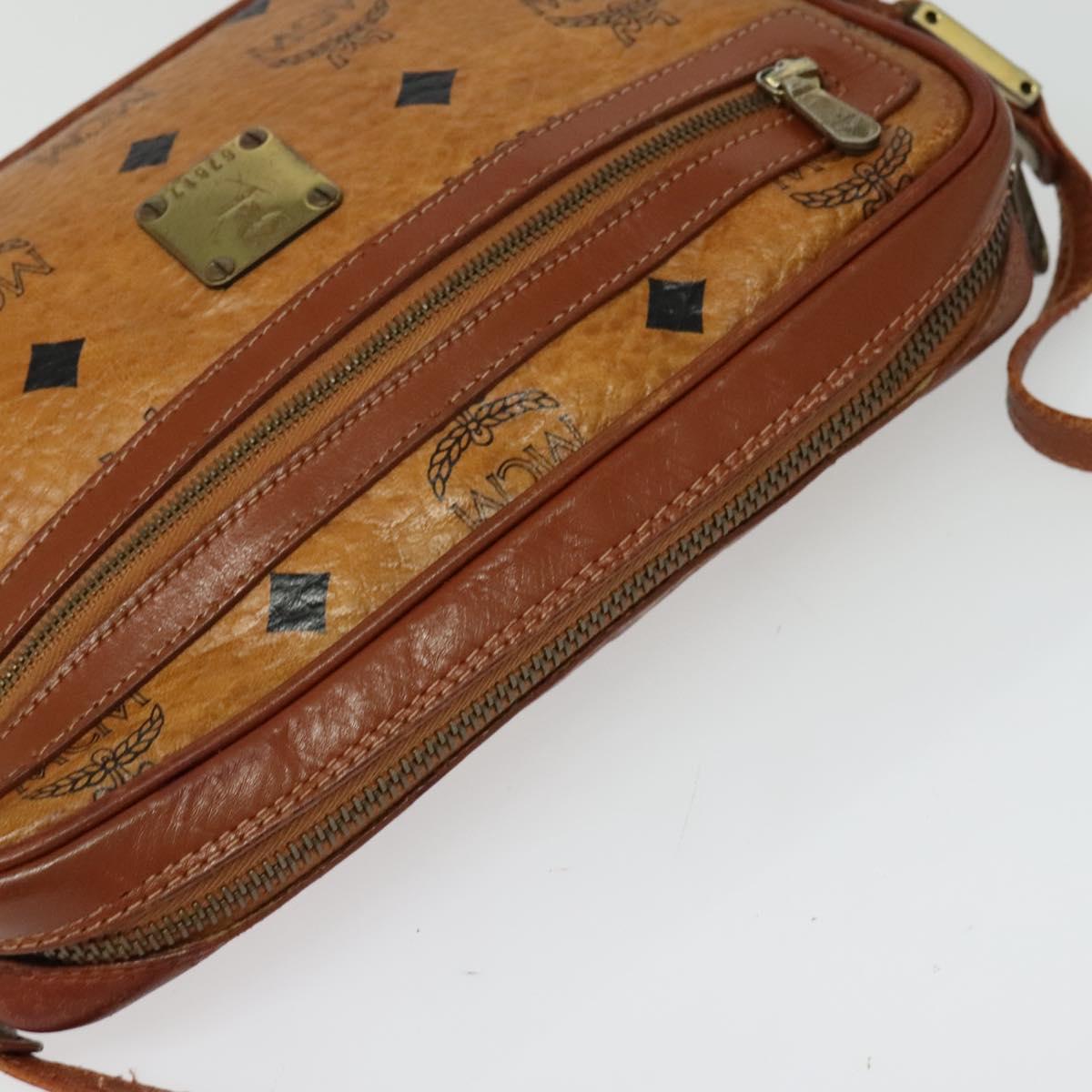 MCM Logogram Vicetos Shoulder Bag PVC Leather Brown Gold Auth bs29352