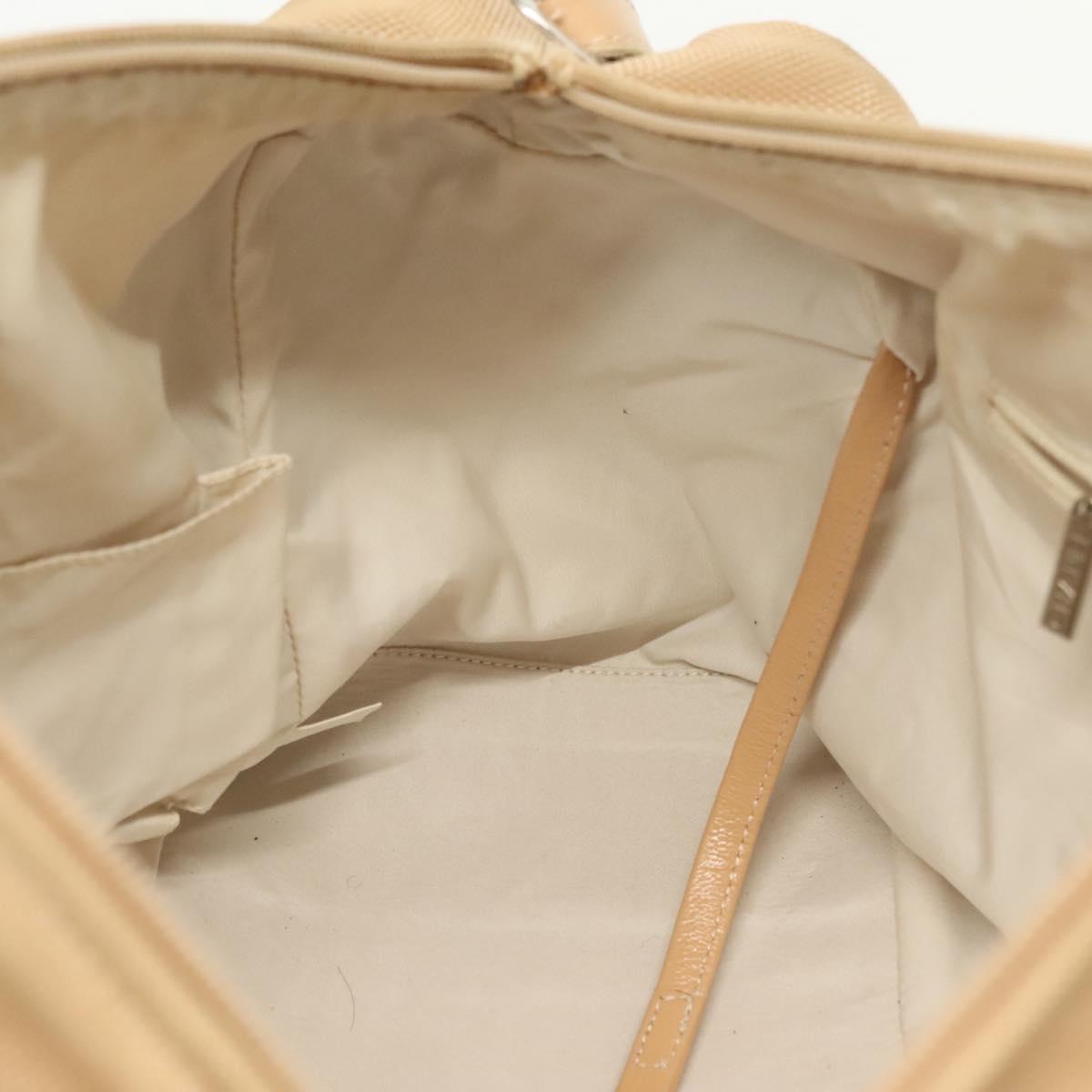 CHANEL Paris Biarritz Shoulder Bag Coated Canvas Beige Silver CC Auth bs29354