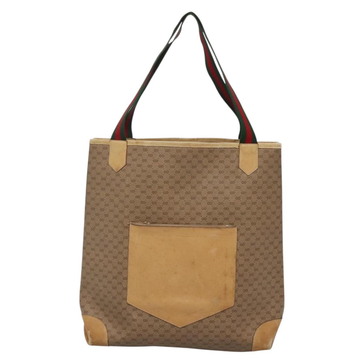 GUCCI Micro GG Supreme Web Sherry Line Bag PVC Beige 002 904 0222 Auth bs29355