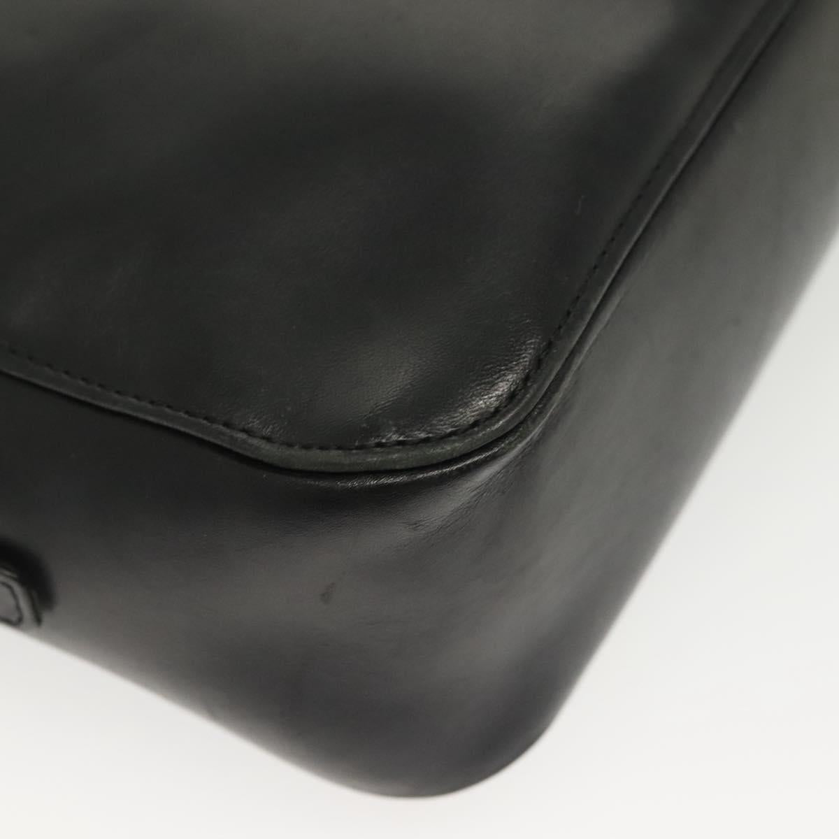 BURBERRY Hand Bag Leather nylon Black Beige Silver Auth bs29360