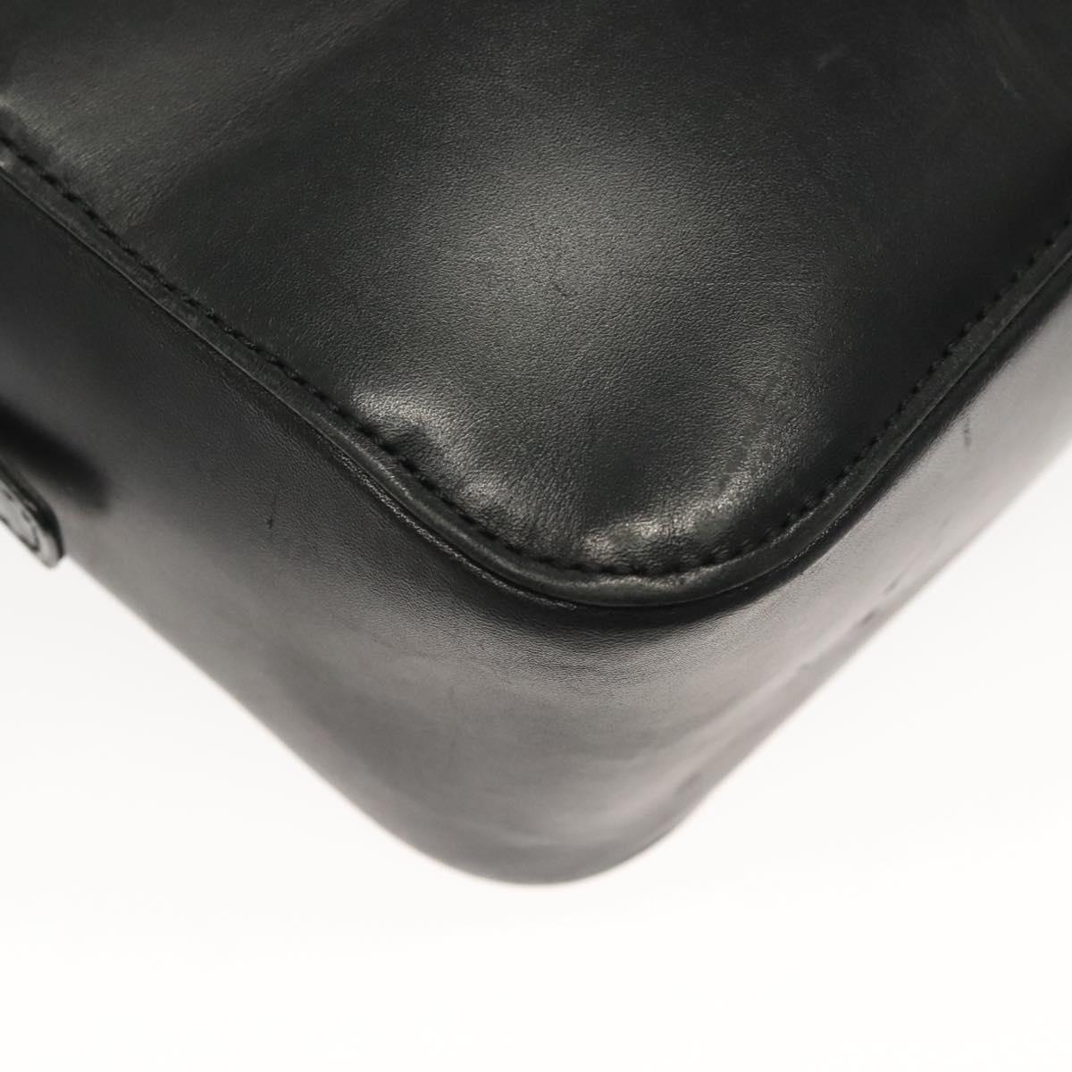 BURBERRY Hand Bag Leather nylon Black Beige Silver Auth bs29360