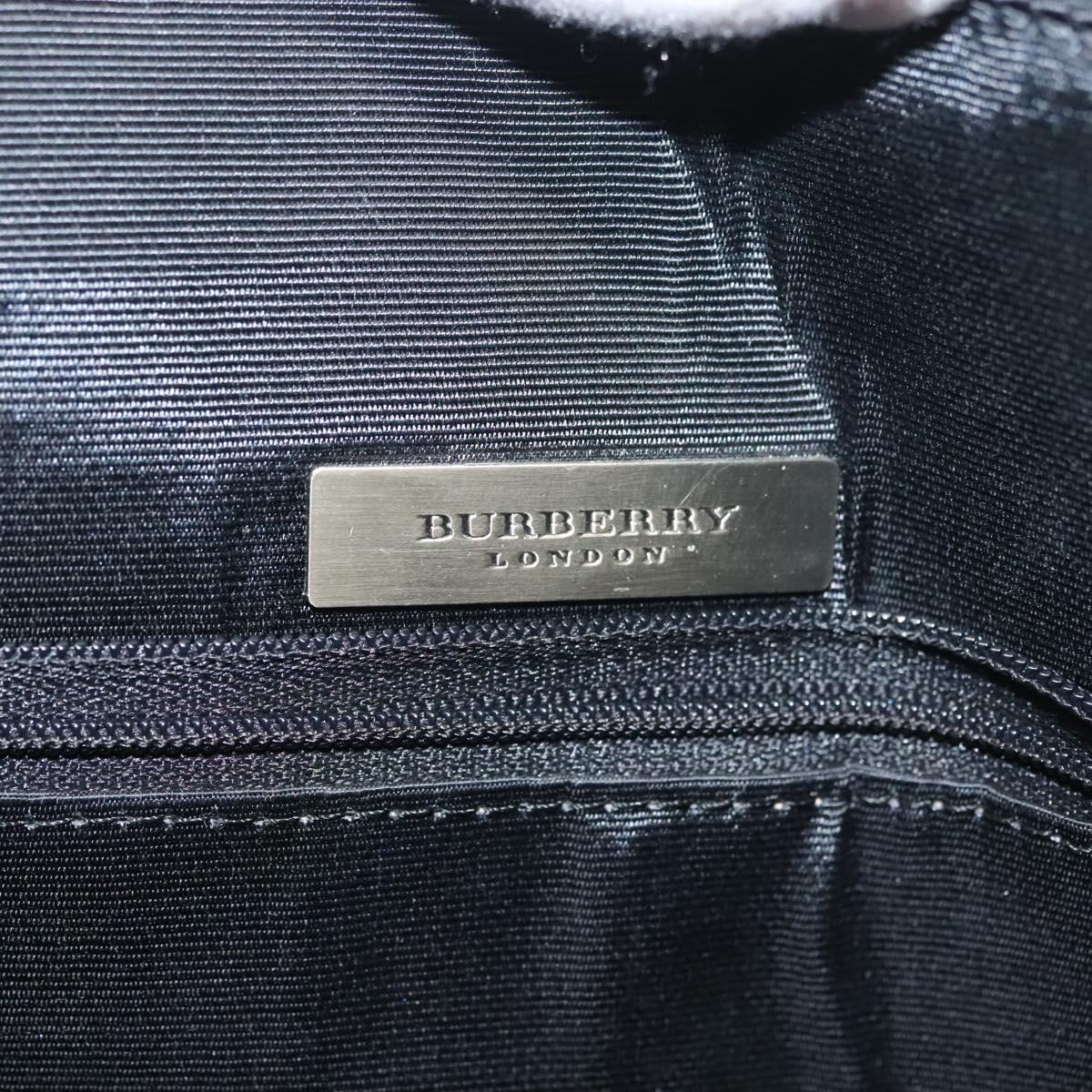BURBERRY Hand Bag Leather nylon Black Beige Silver Auth bs29360