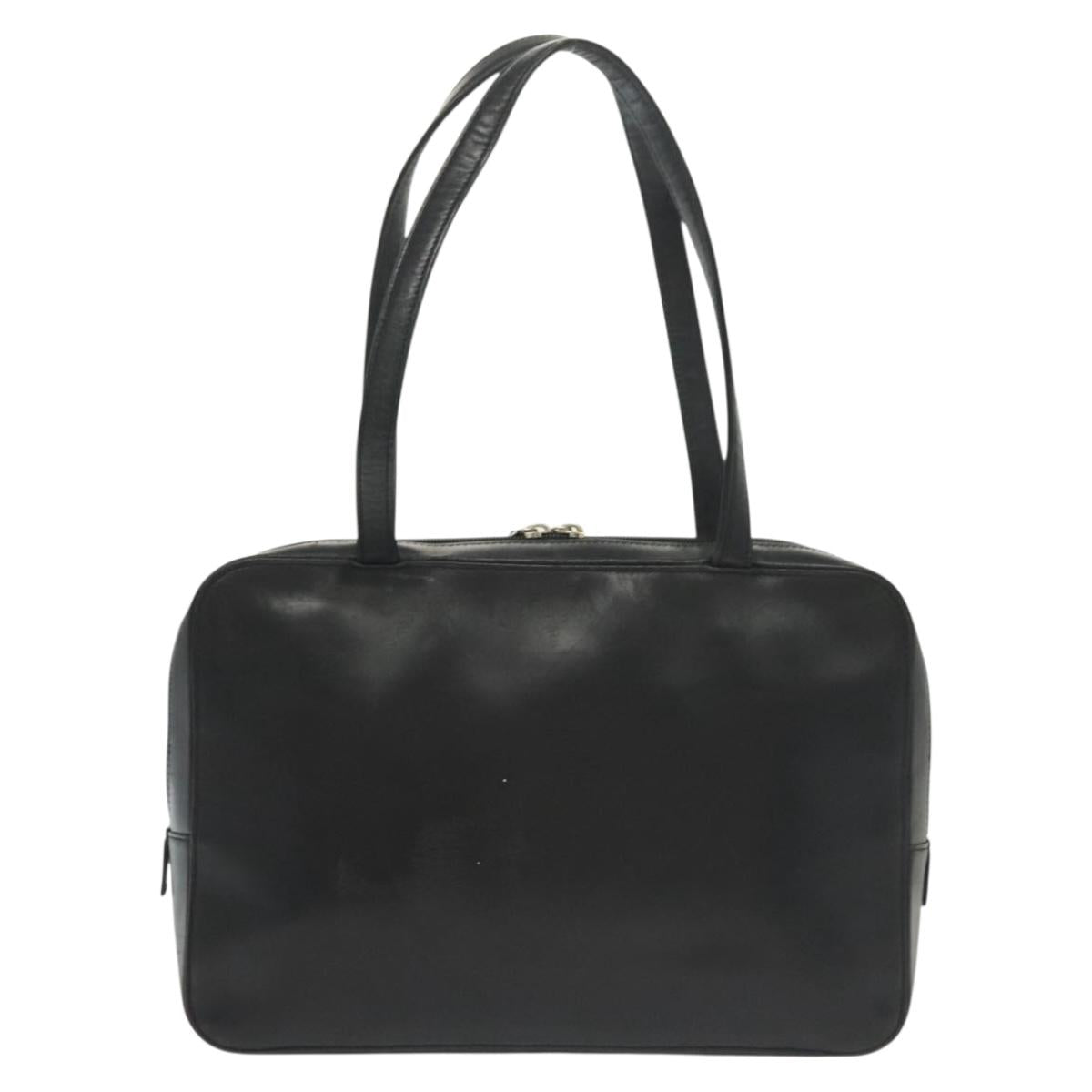 BURBERRY Hand Bag Leather nylon Black Beige Silver Auth bs29360