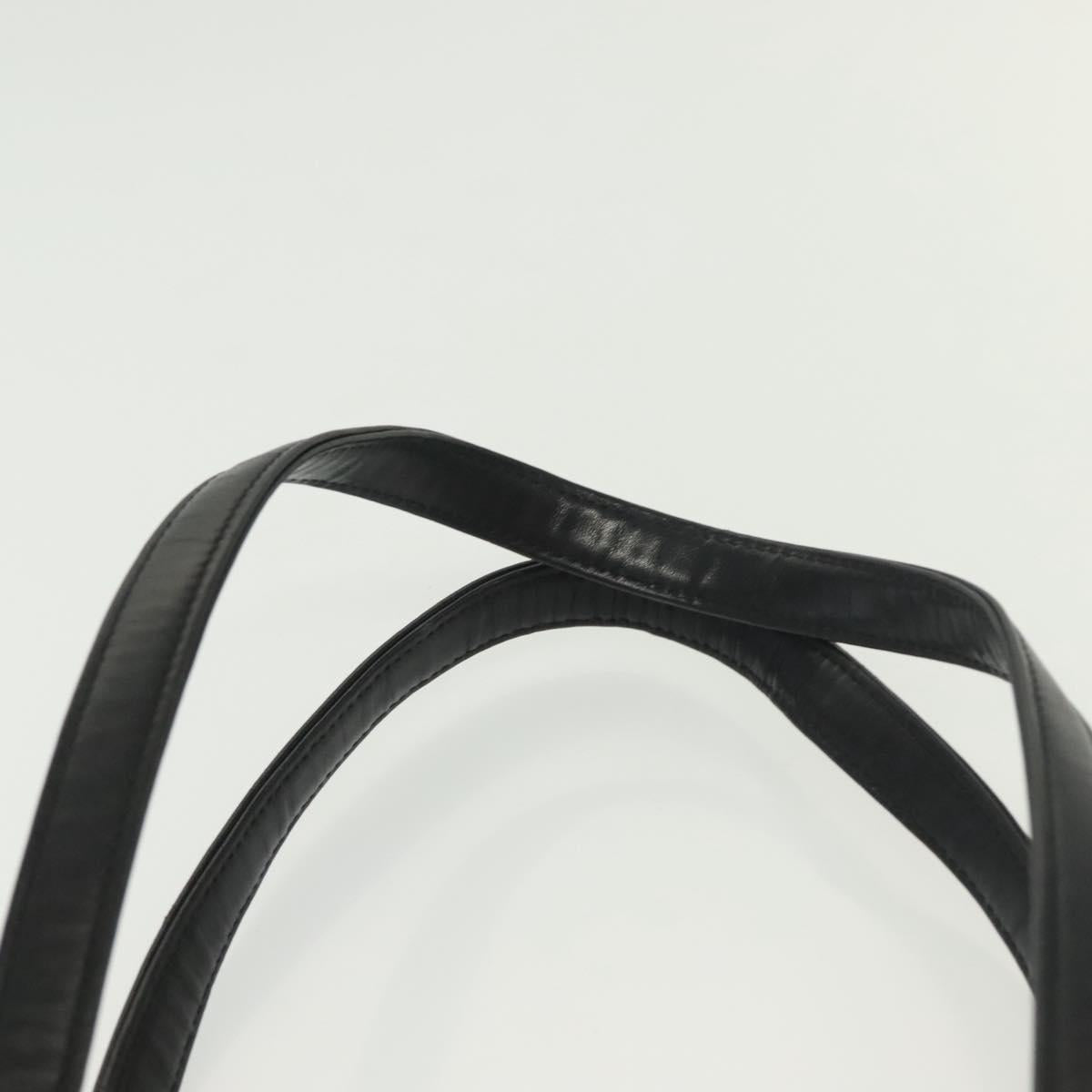 BURBERRY Hand Bag Leather nylon Black Beige Silver Auth bs29360