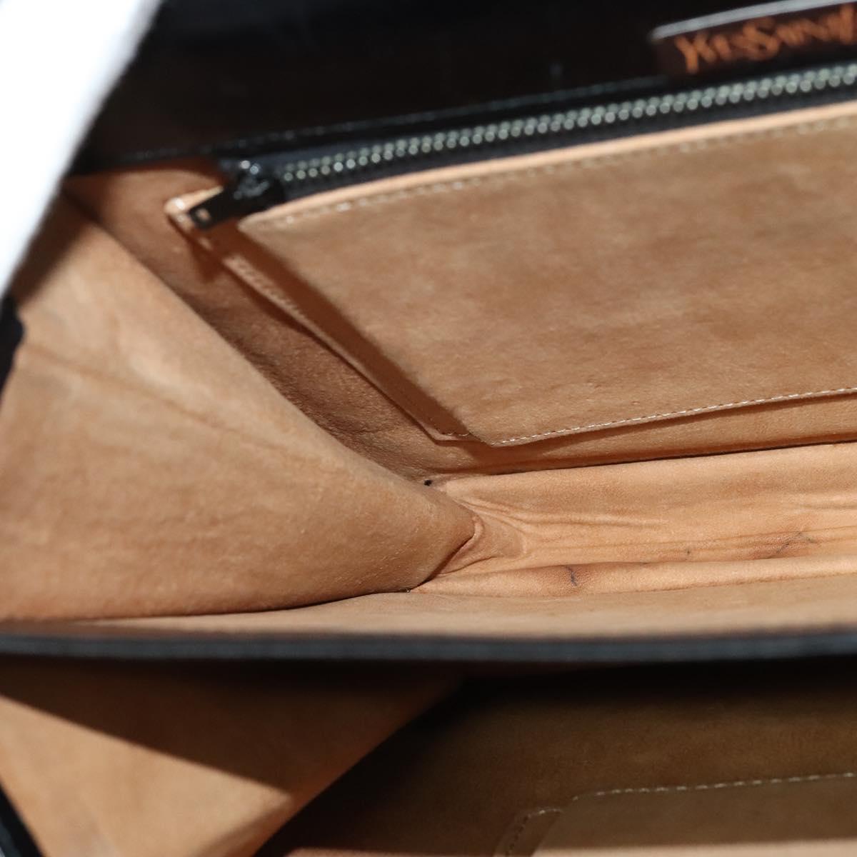 SAINT LAURENT Shoulder Bag Leather Black Gold Auth bs29361