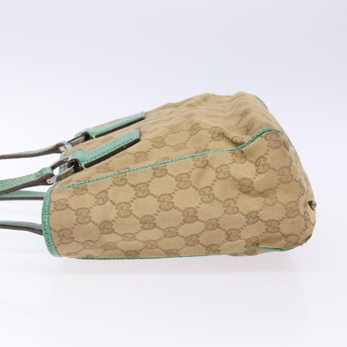 GUCCI GG Canvas Hand Bag Beige Green 113019 Auth bs29362