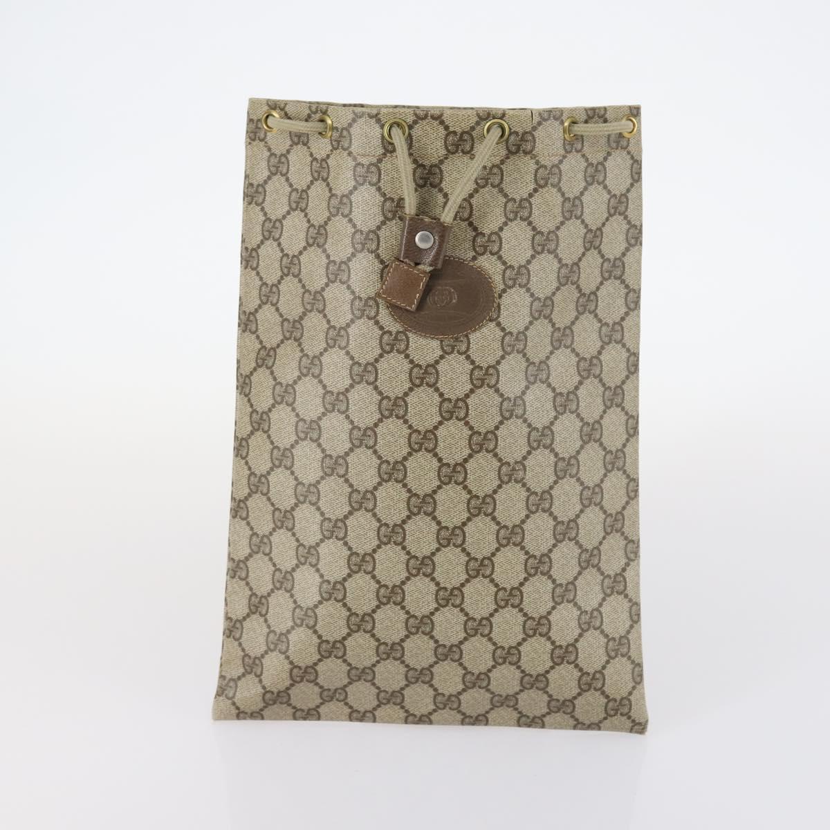 GUCCI GG Canvas Supreme Web Sherry Line Bag Leather PVC 6Set Beige Auth bs29365