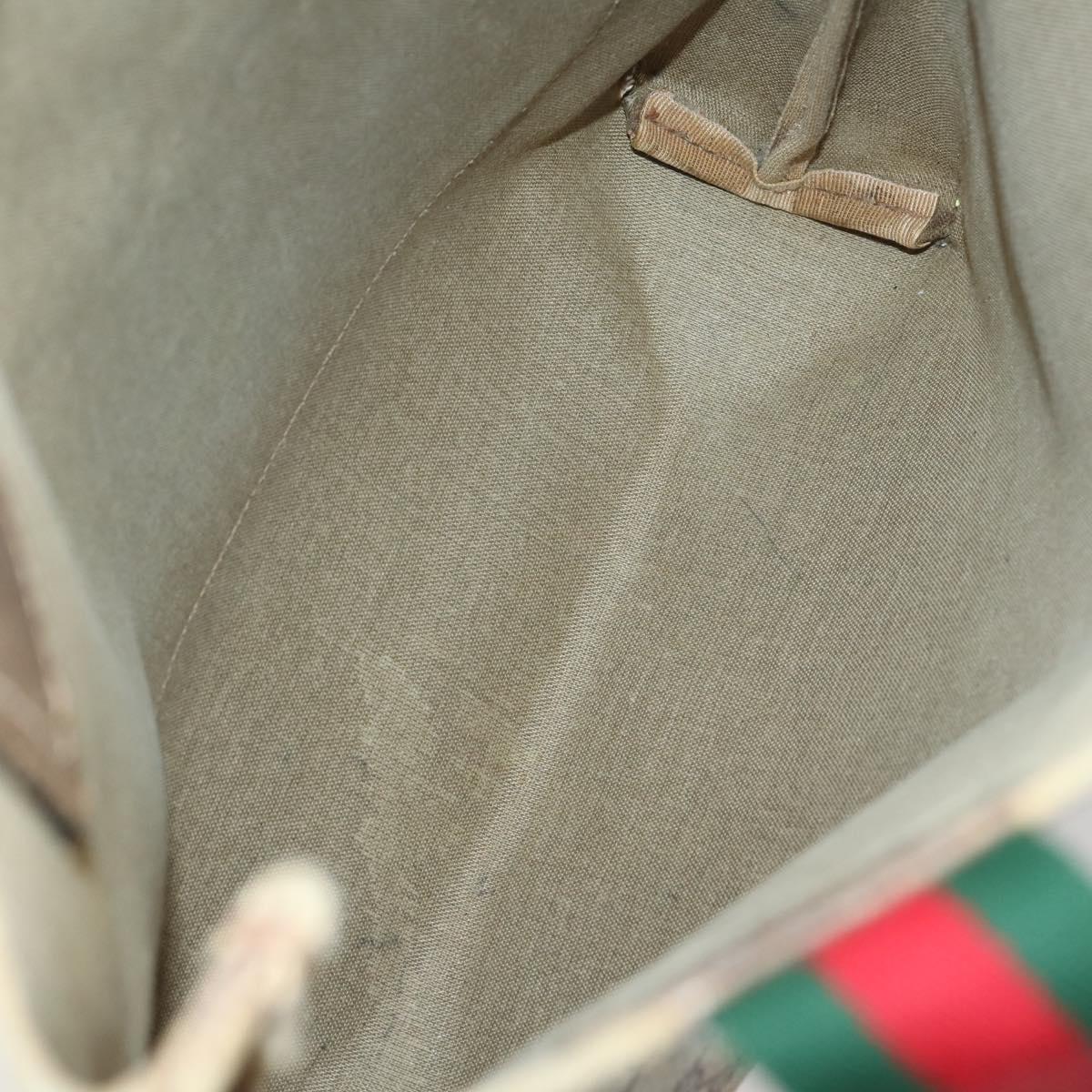 GUCCI GG Canvas Supreme Web Sherry Line Bag Leather PVC 6Set Beige Auth bs29365