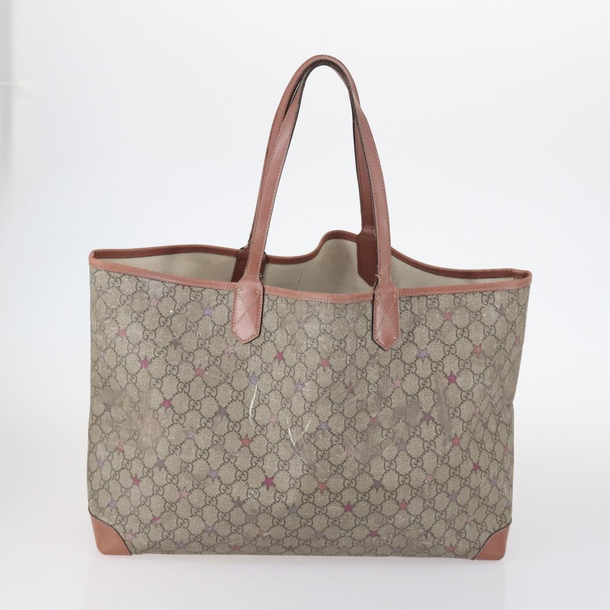 GUCCI GG Canvas Supreme Web Sherry Line Bag Leather PVC 6Set Beige Auth bs29365