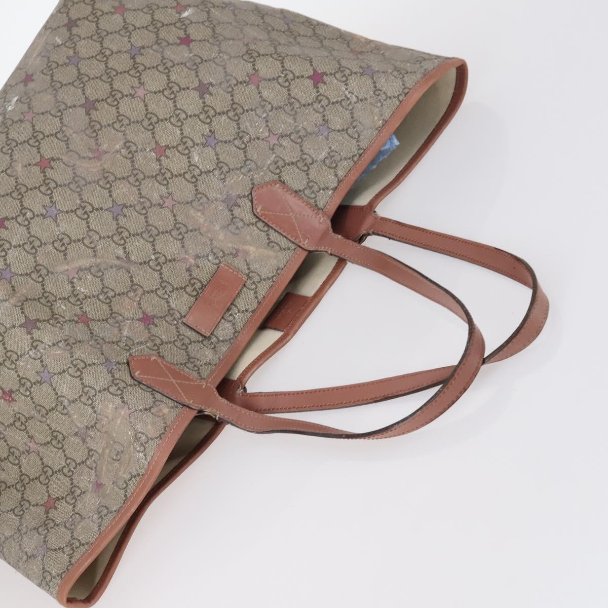 GUCCI GG Canvas Supreme Web Sherry Line Bag Leather PVC 6Set Beige Auth bs29365