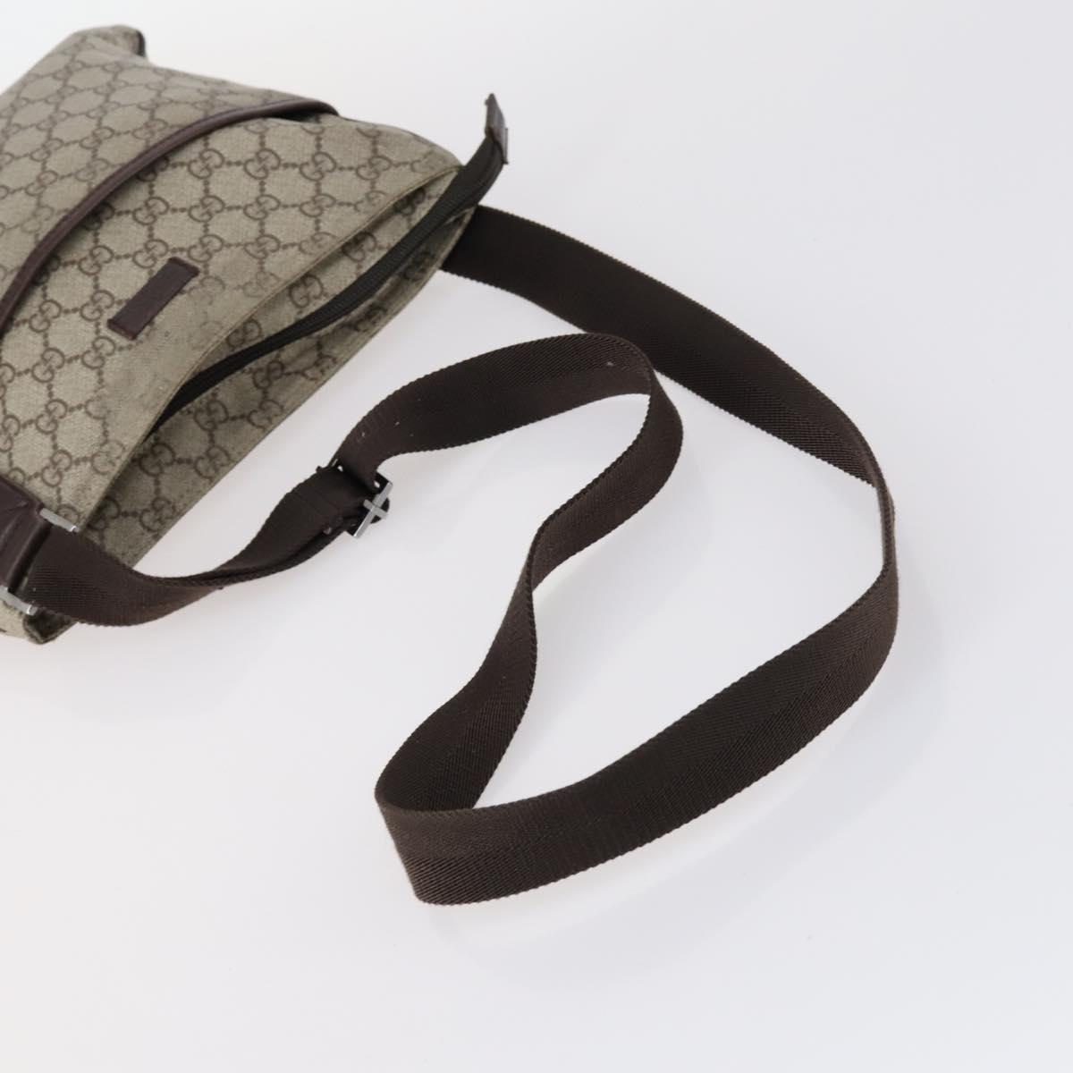 GUCCI GG Canvas Supreme Web Sherry Line Bag Leather PVC 6Set Beige Auth bs29365