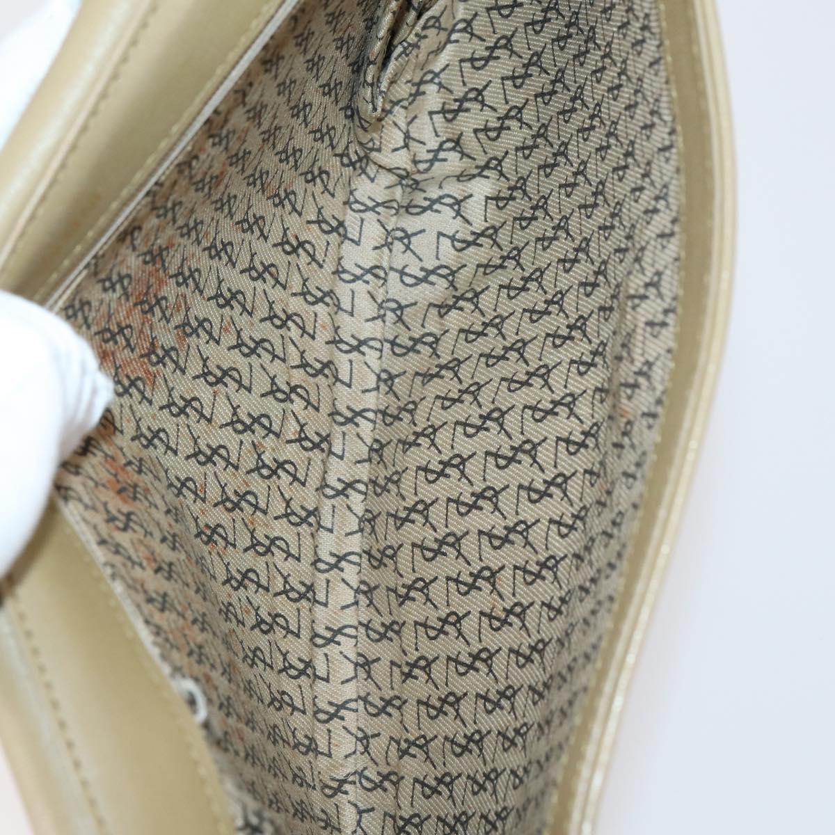 SAINT LAURENT Bag Leather Canvas PVC 8 Set Gray Beige White Auth bs29366