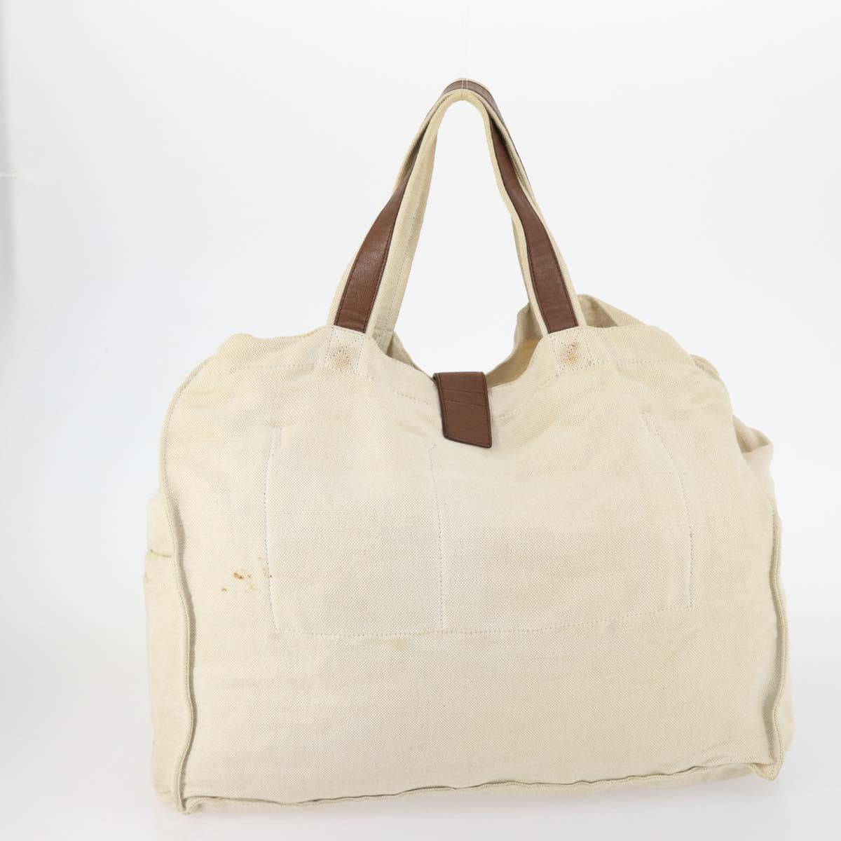 SAINT LAURENT Bag Leather Canvas PVC 8 Set Gray Beige White Auth bs29366