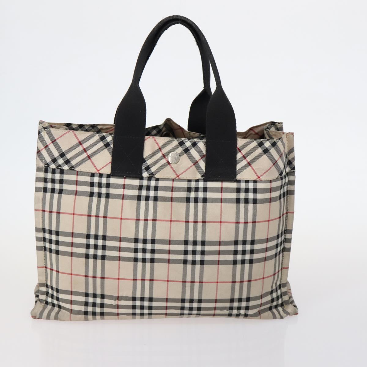 BURBERRY Nova Check Blue Label Bag Nylon PVC 4Set Beige Brown black Auth bs29370