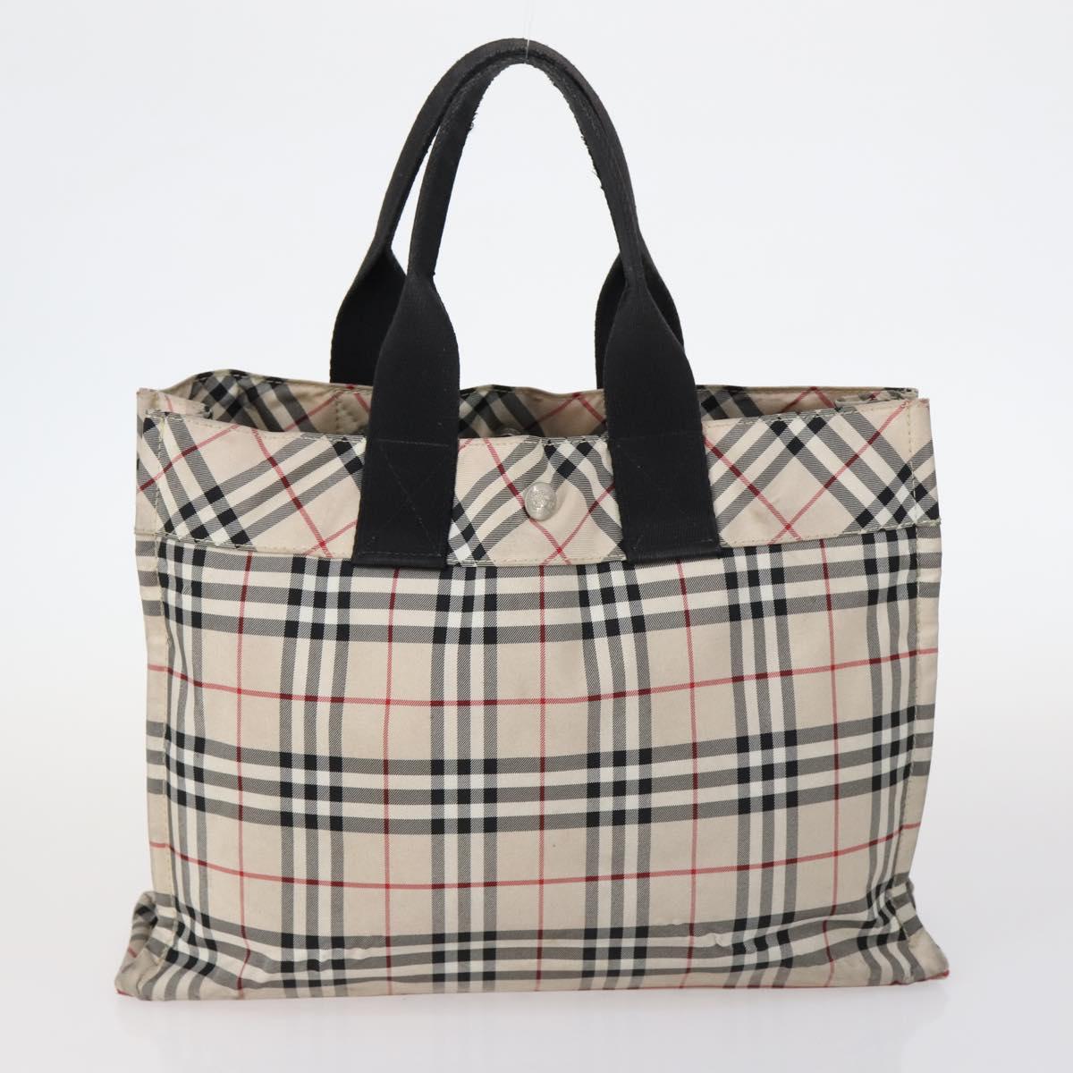 BURBERRY Nova Check Blue Label Bag Nylon PVC 4Set Beige Brown black Auth bs29370