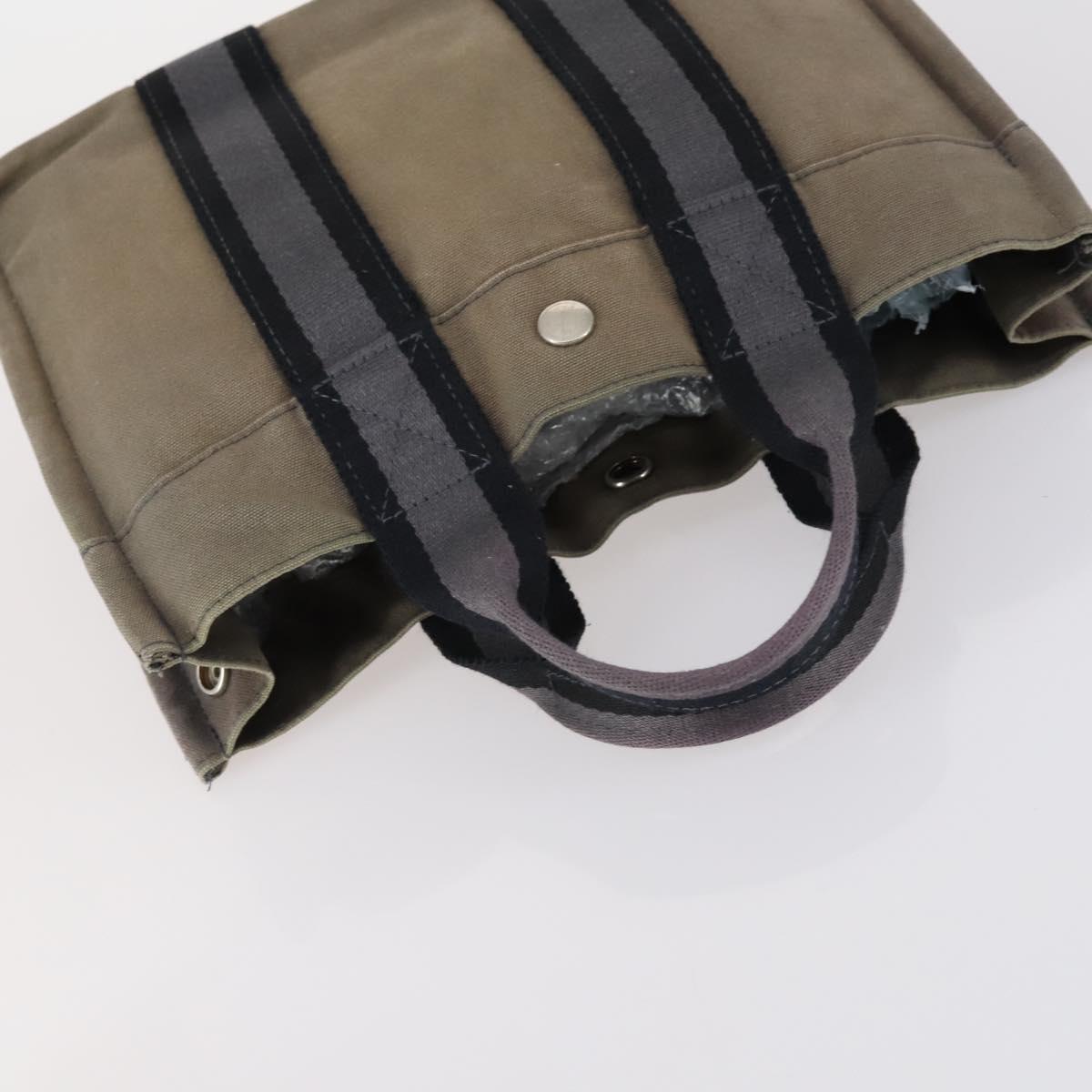 HERMES Her Line Fourre Tout Bag Canvas 4Set Red Brown gray Auth bs29371