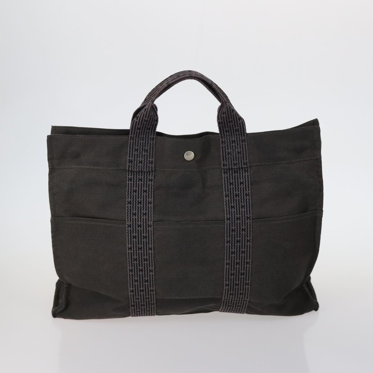 HERMES Her Line Fourre Tout Bag Canvas 4Set Red Brown gray Auth bs29371