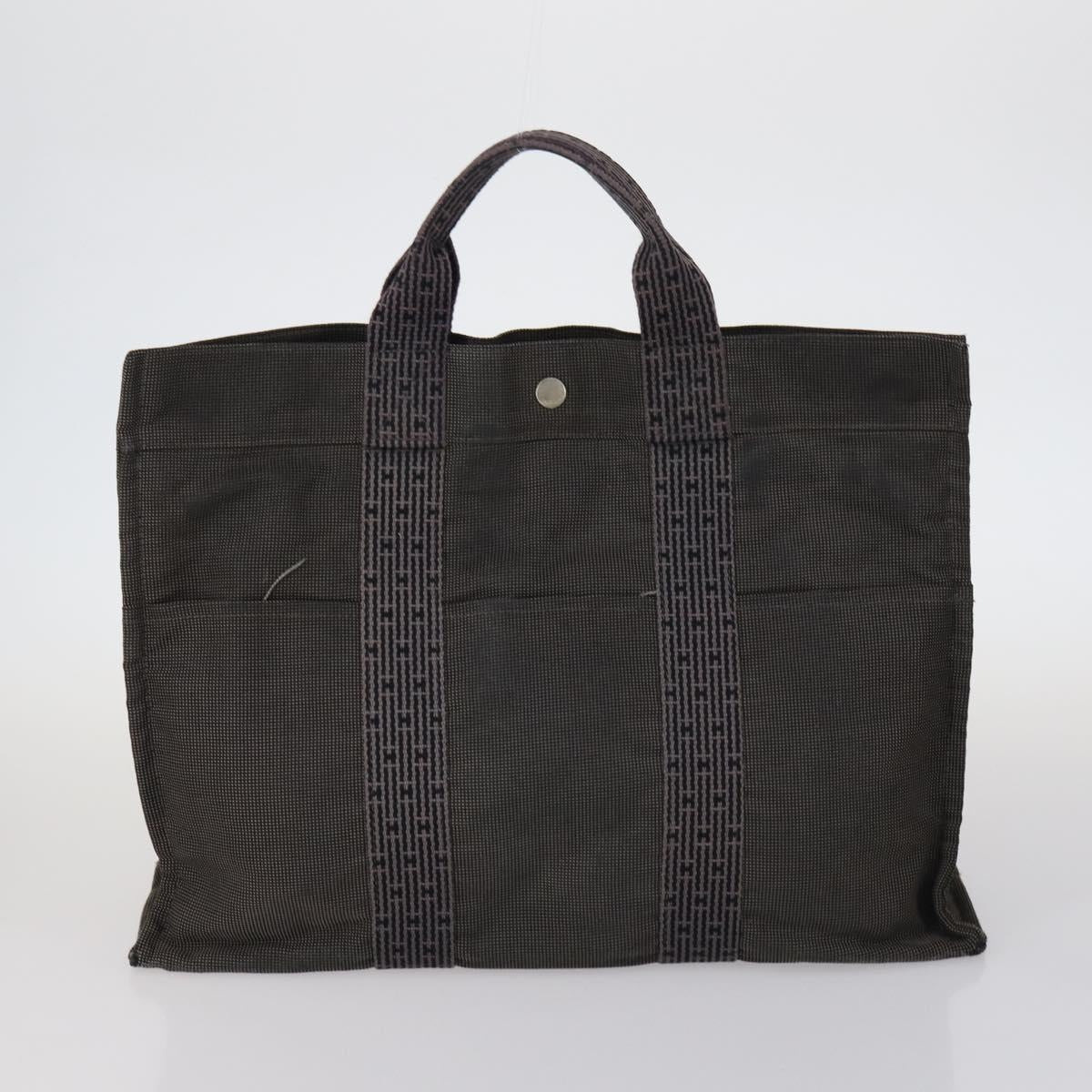 HERMES Her Line Fourre Tout Bag Canvas 4Set Red Brown gray Auth bs29371