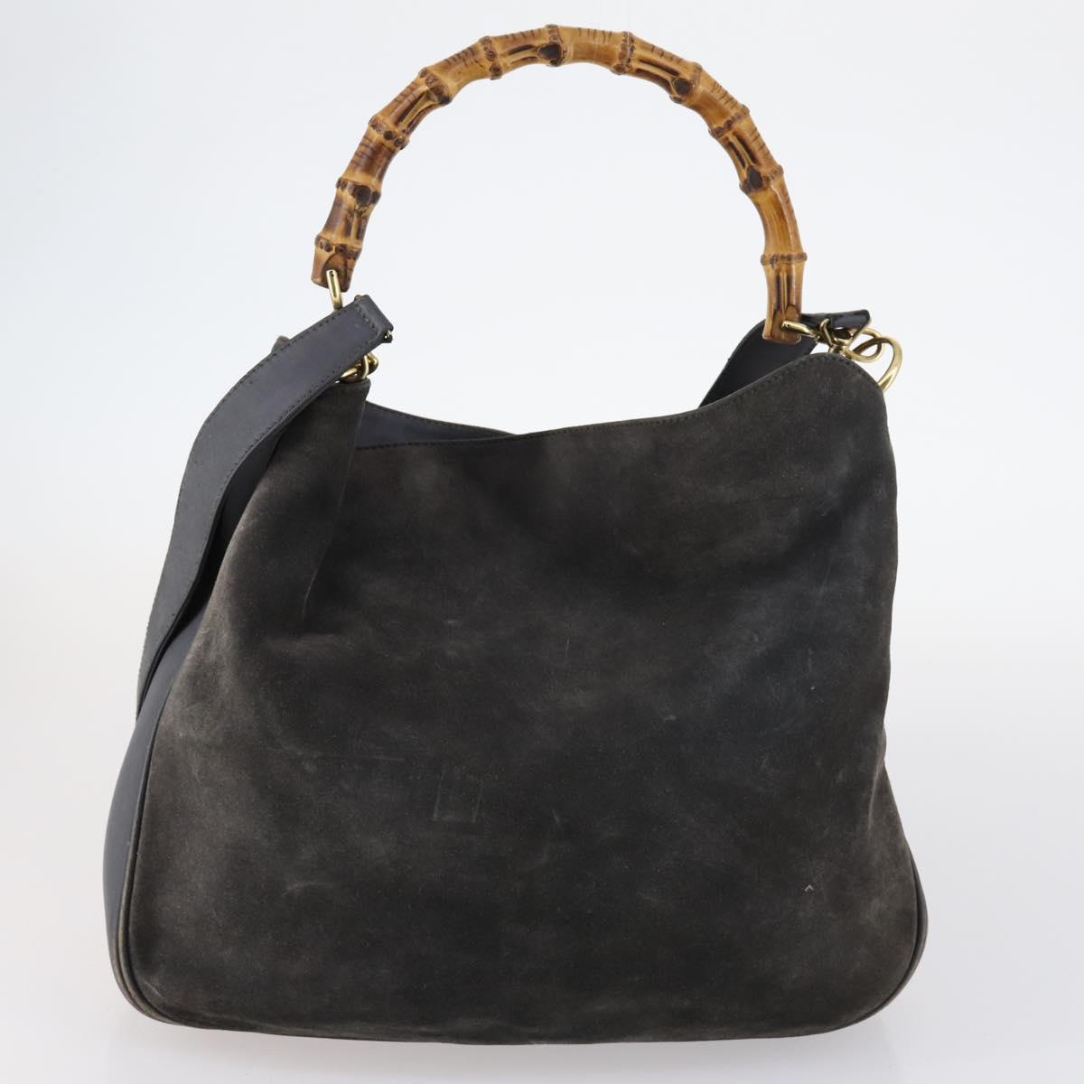 GUCCI Bamboo Web Sherry Line Bag Leather Canvas 6Set Beige Black Auth bs29373