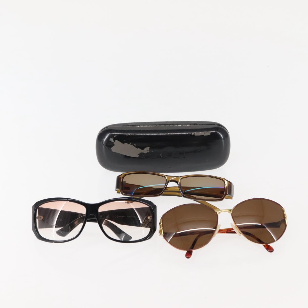 GUCCI Sunglasses plastic 3Set Gold Black Auth bs29378