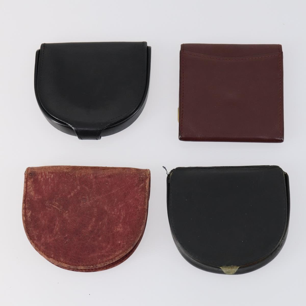 CARTIER Wallet Leather 8Set Bordeaux Black Auth bs29379