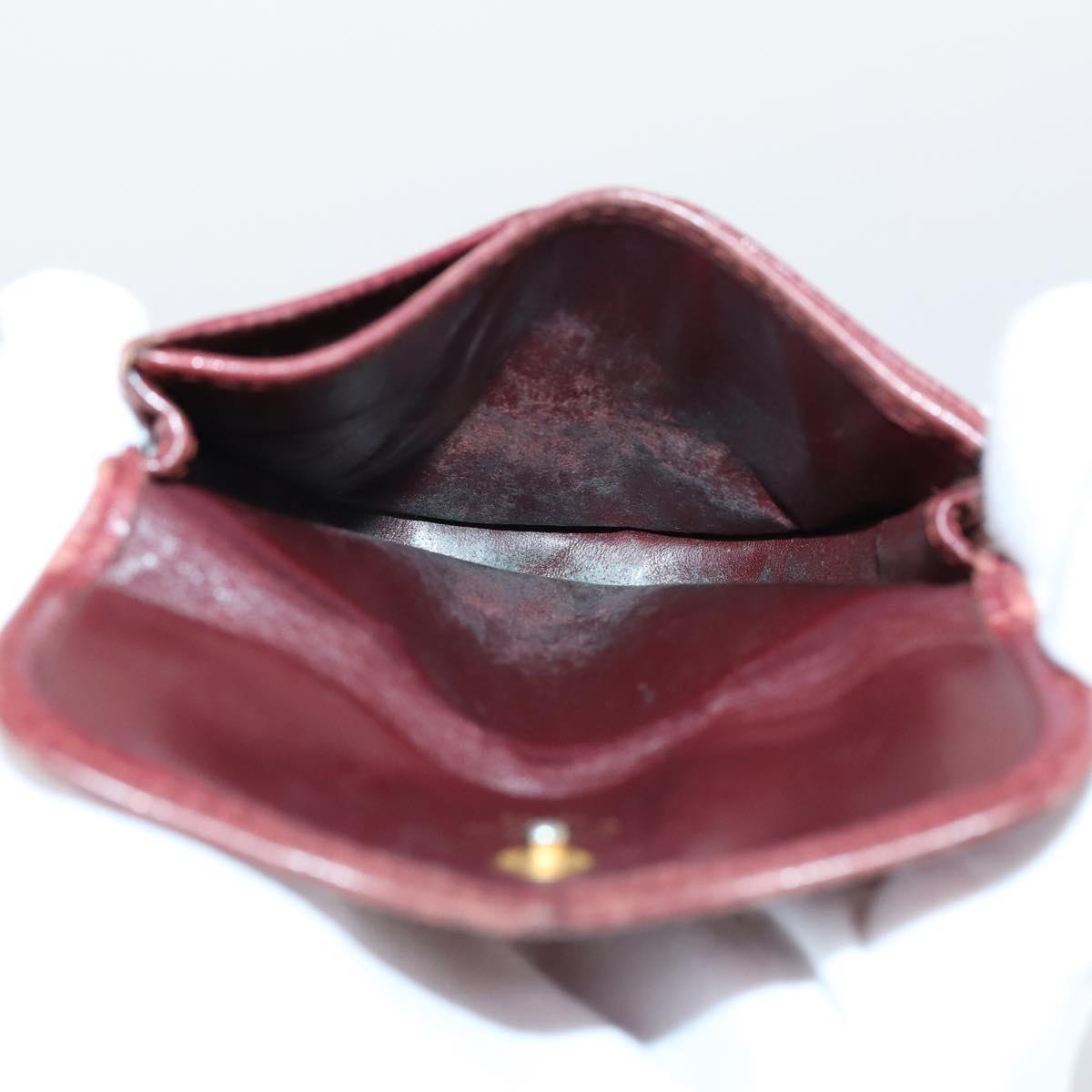 CARTIER Wallet Leather 8Set Bordeaux Black Auth bs29379