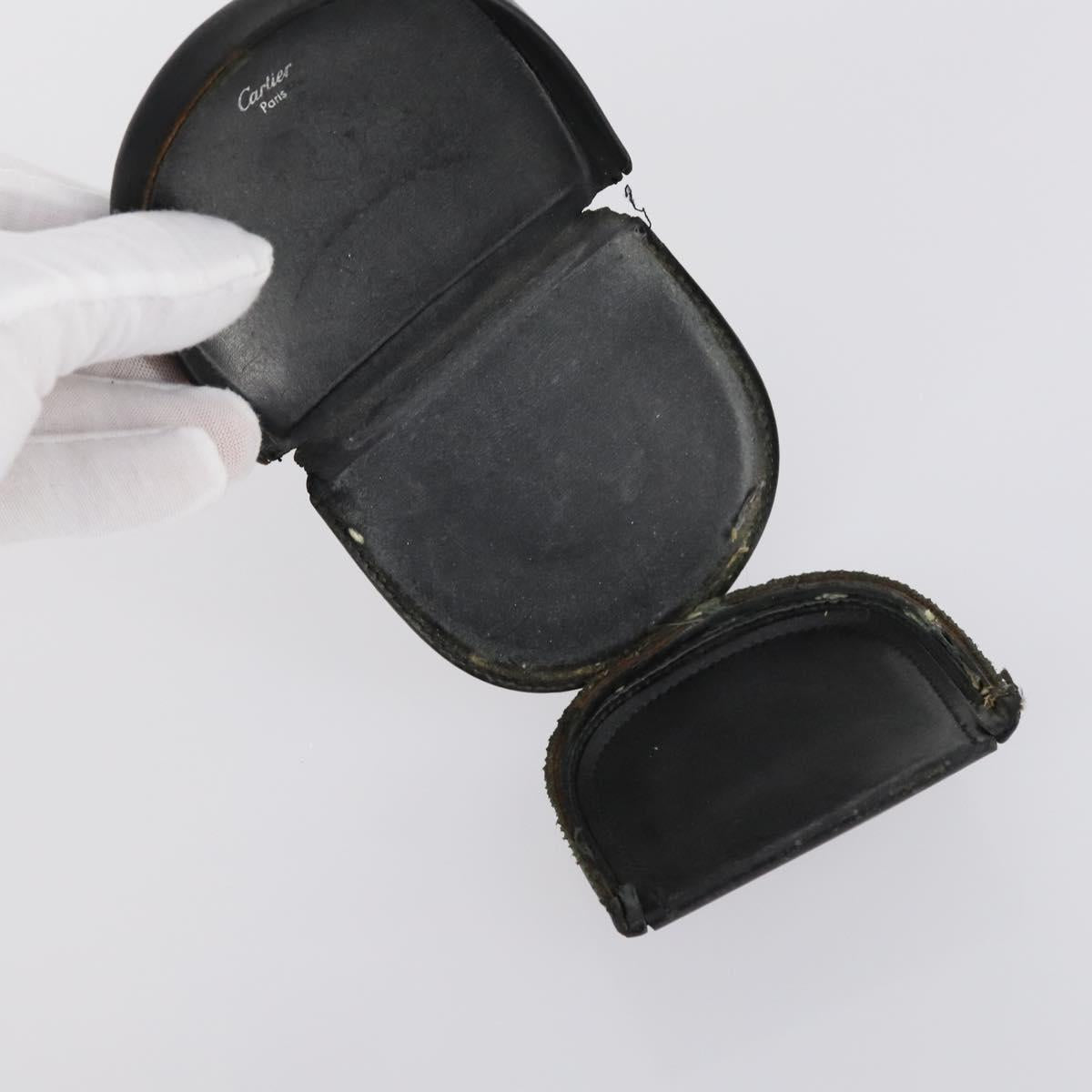 CARTIER Wallet Leather 8Set Bordeaux Black Auth bs29379