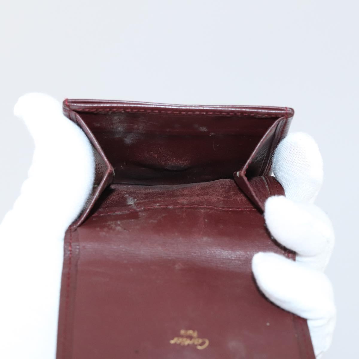 CARTIER Wallet Leather 8Set Bordeaux Black Auth bs29379