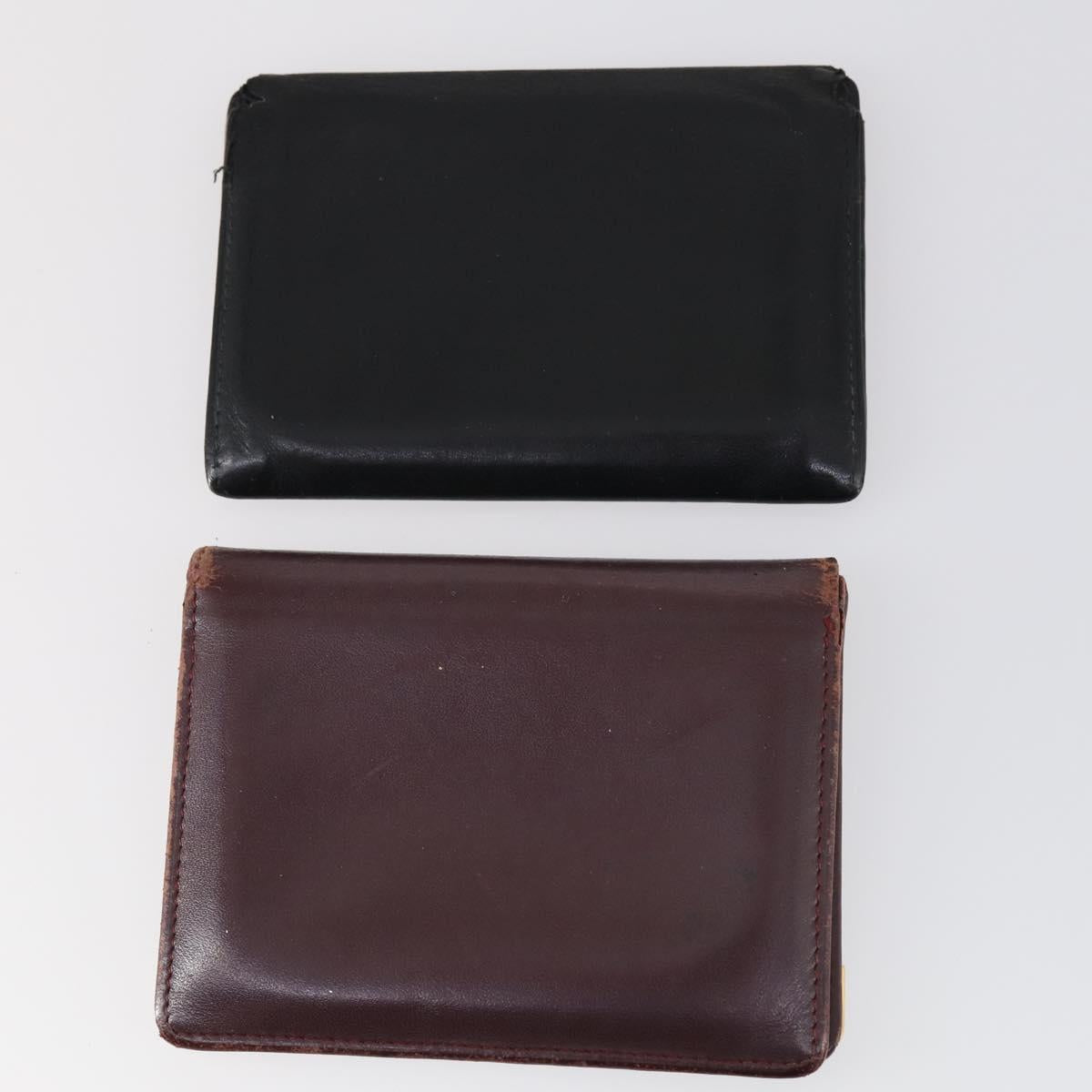 CARTIER Wallet Leather 8Set Bordeaux Black Auth bs29379